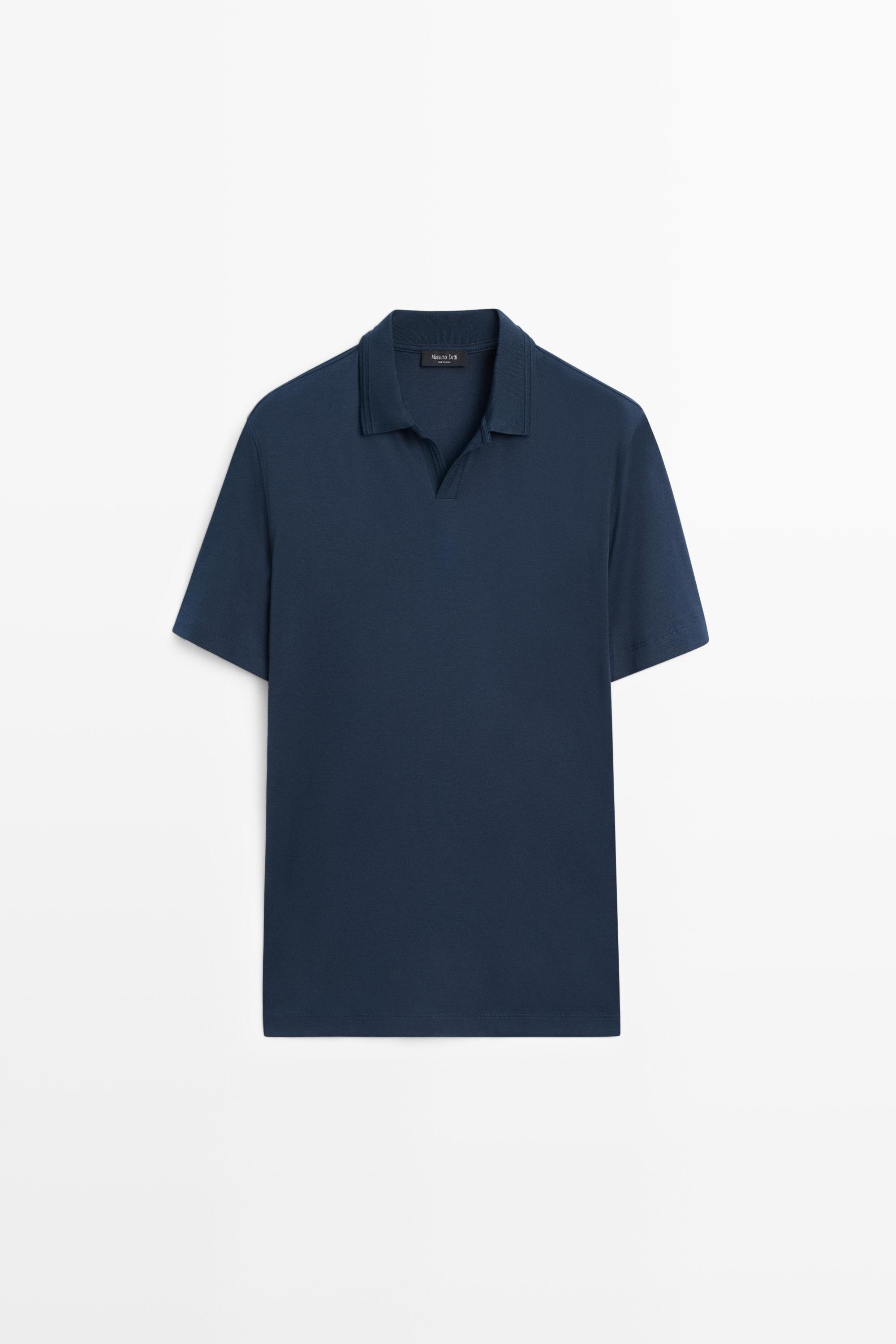 Хлопковое поло с V-образным вырезом — Massimo Dutti