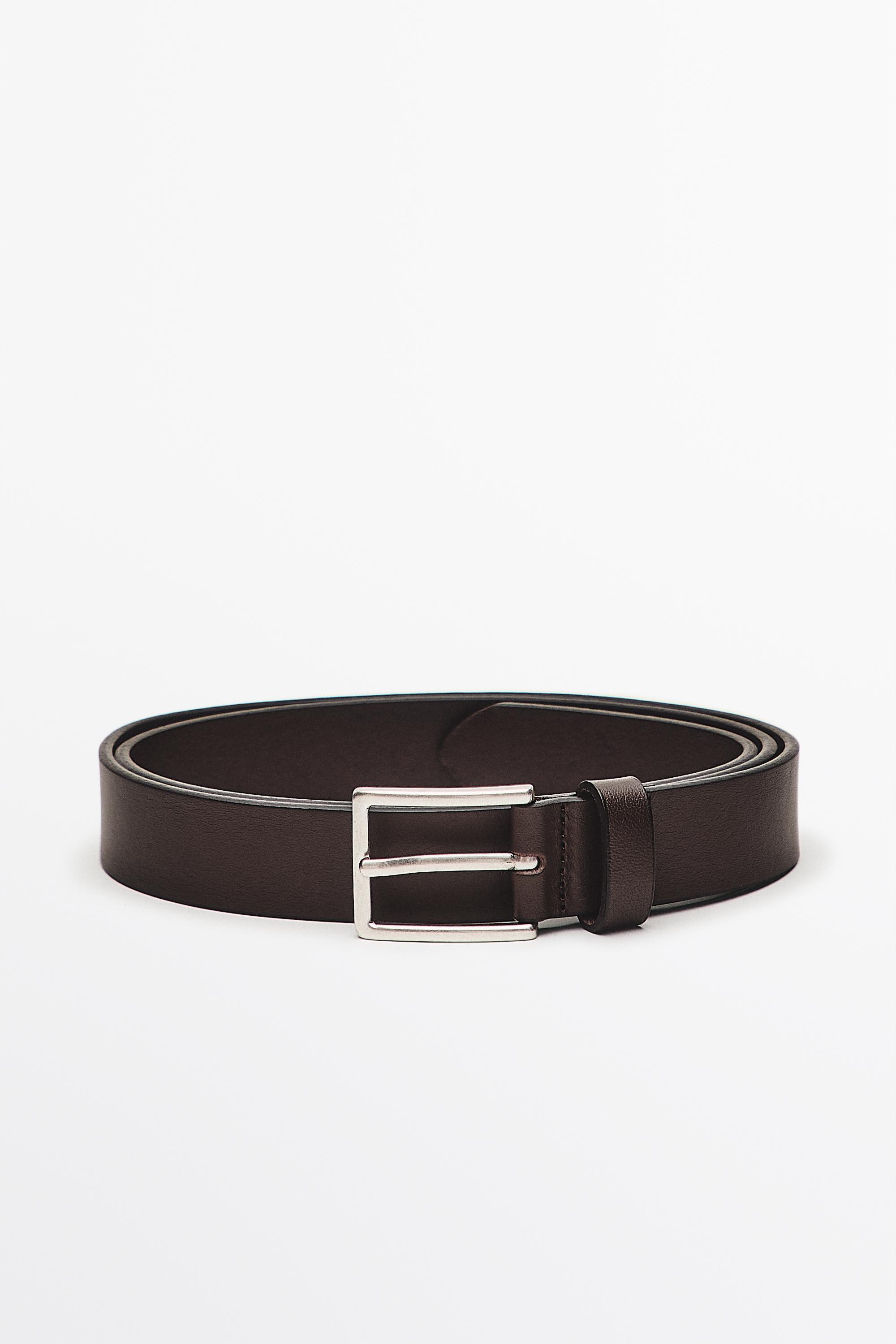 Ремень из кожи наппа с прямоугольной пряжкой — Massimo Dutti