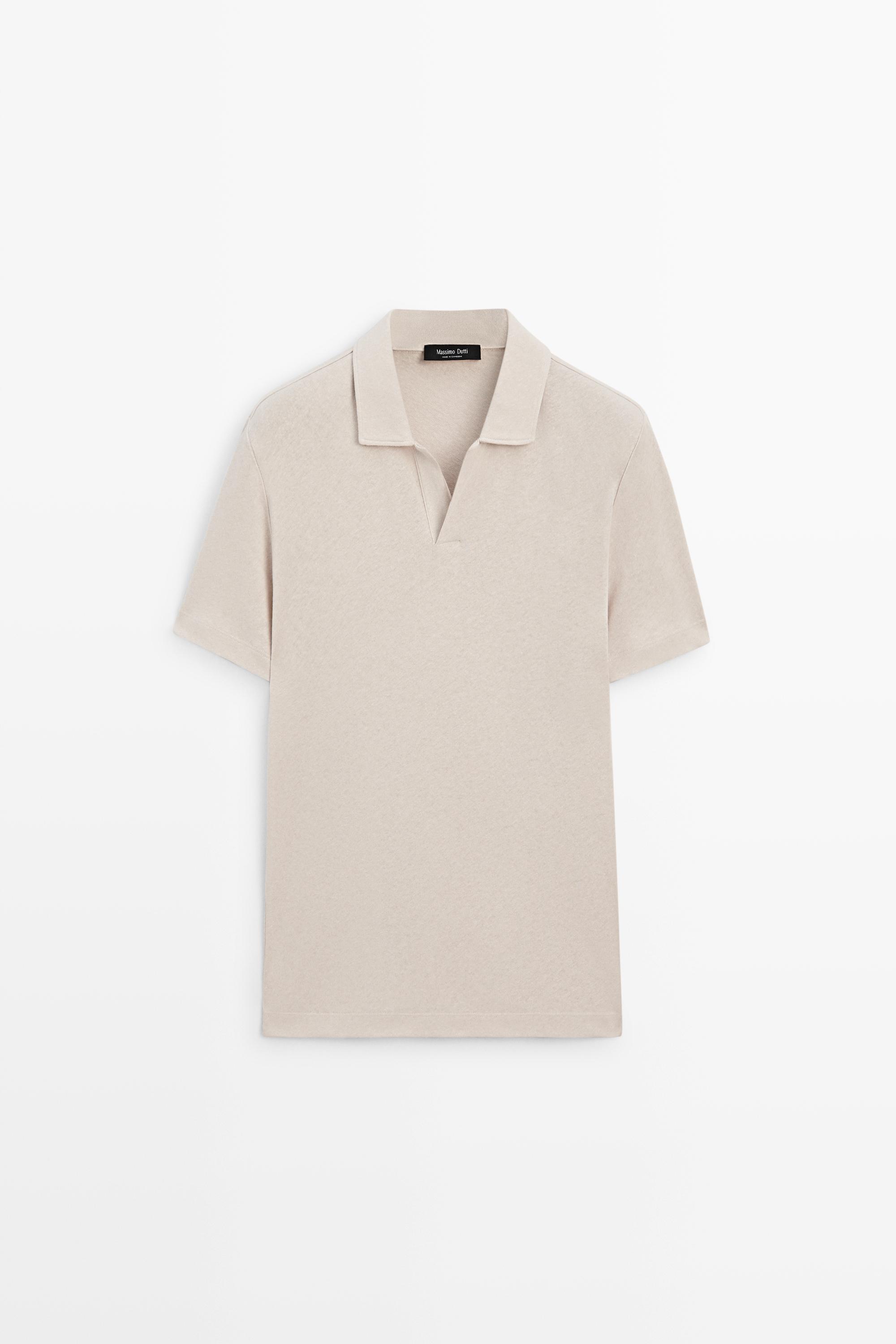 Поло из льна и хлопка с короткими рукавами — Massimo Dutti