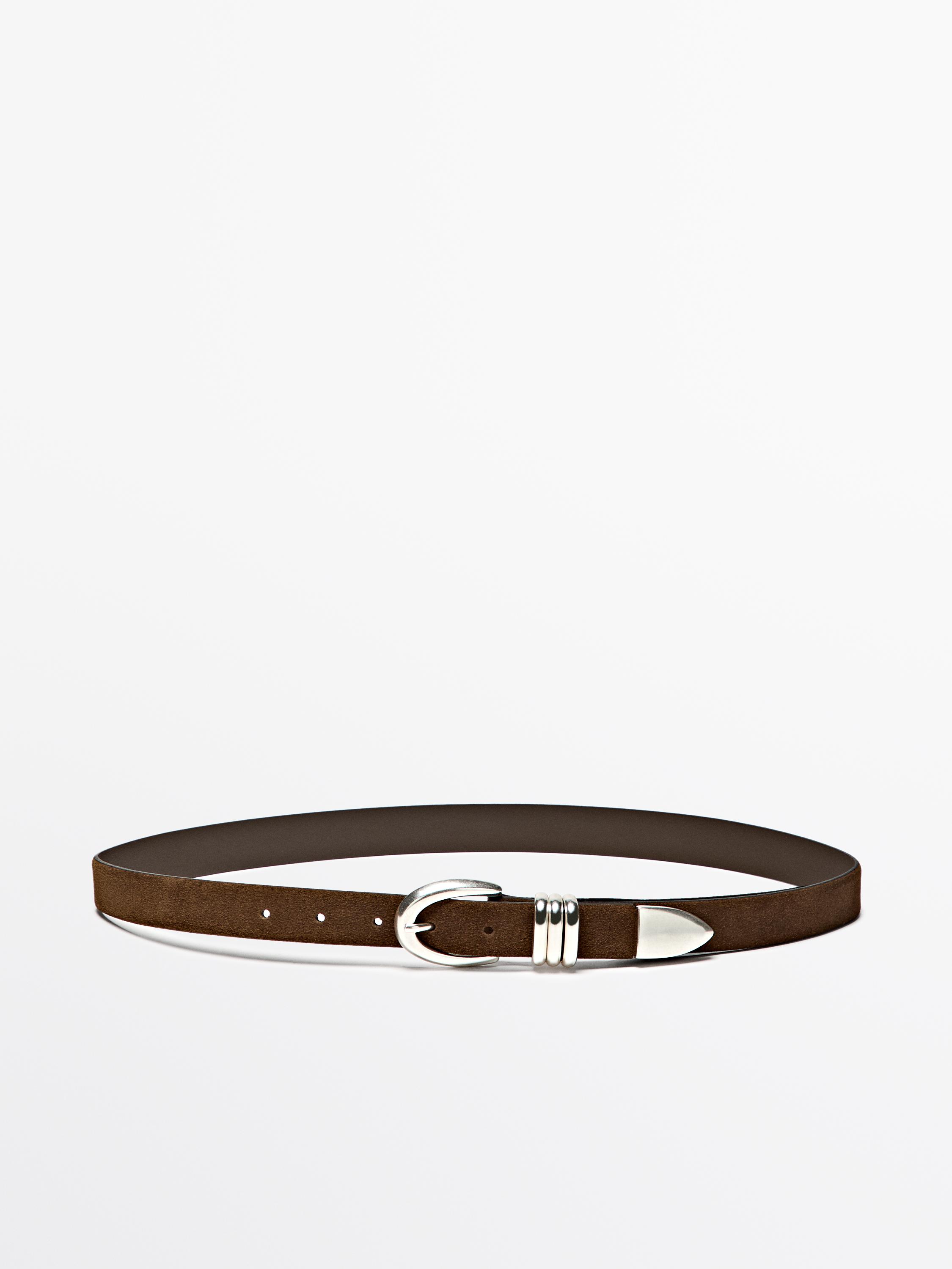 Замшевый ремень с металлическим декором — Massimo Dutti