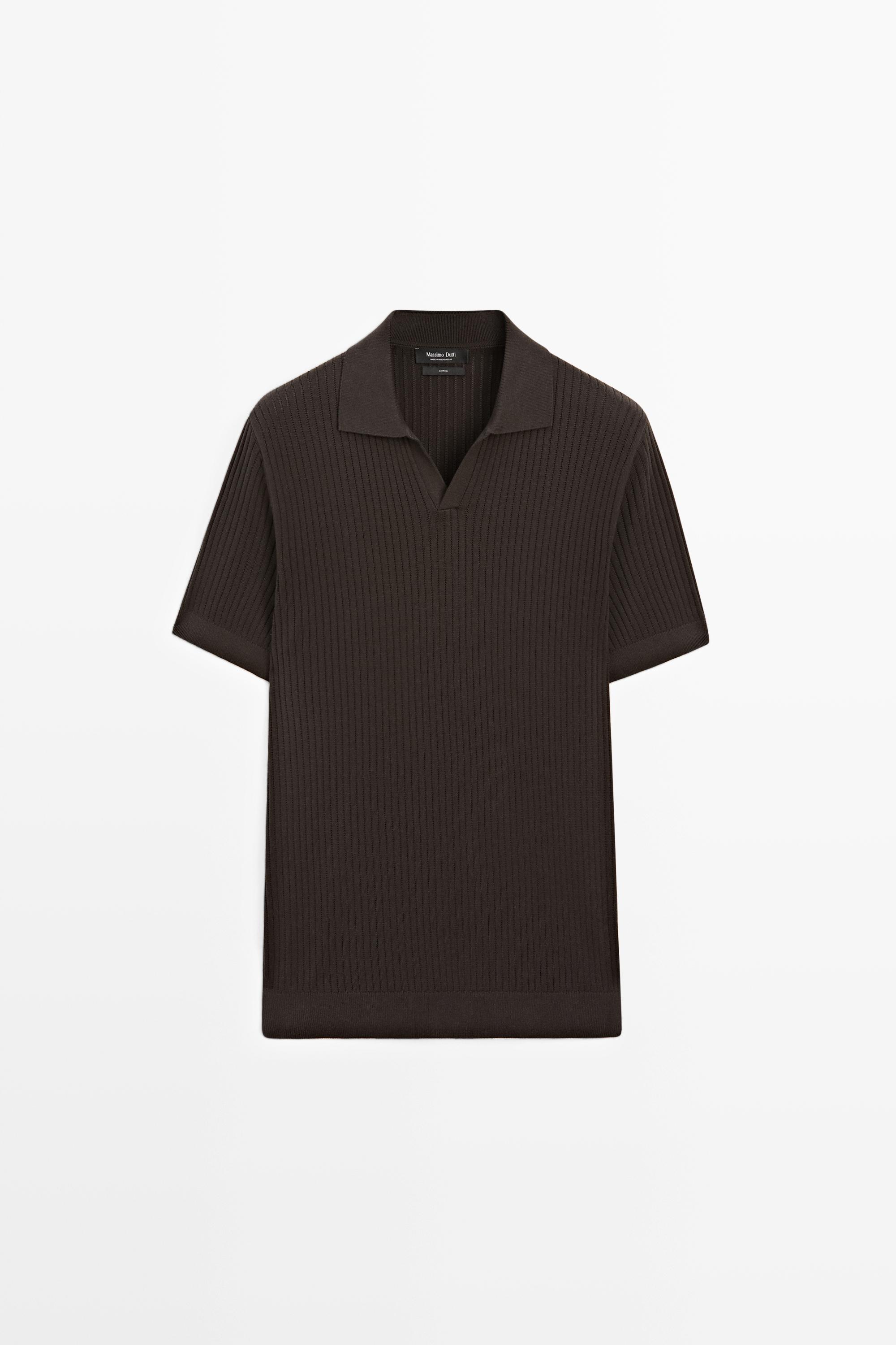 Свитер-поло из хлопка в рубчик — Massimo Dutti