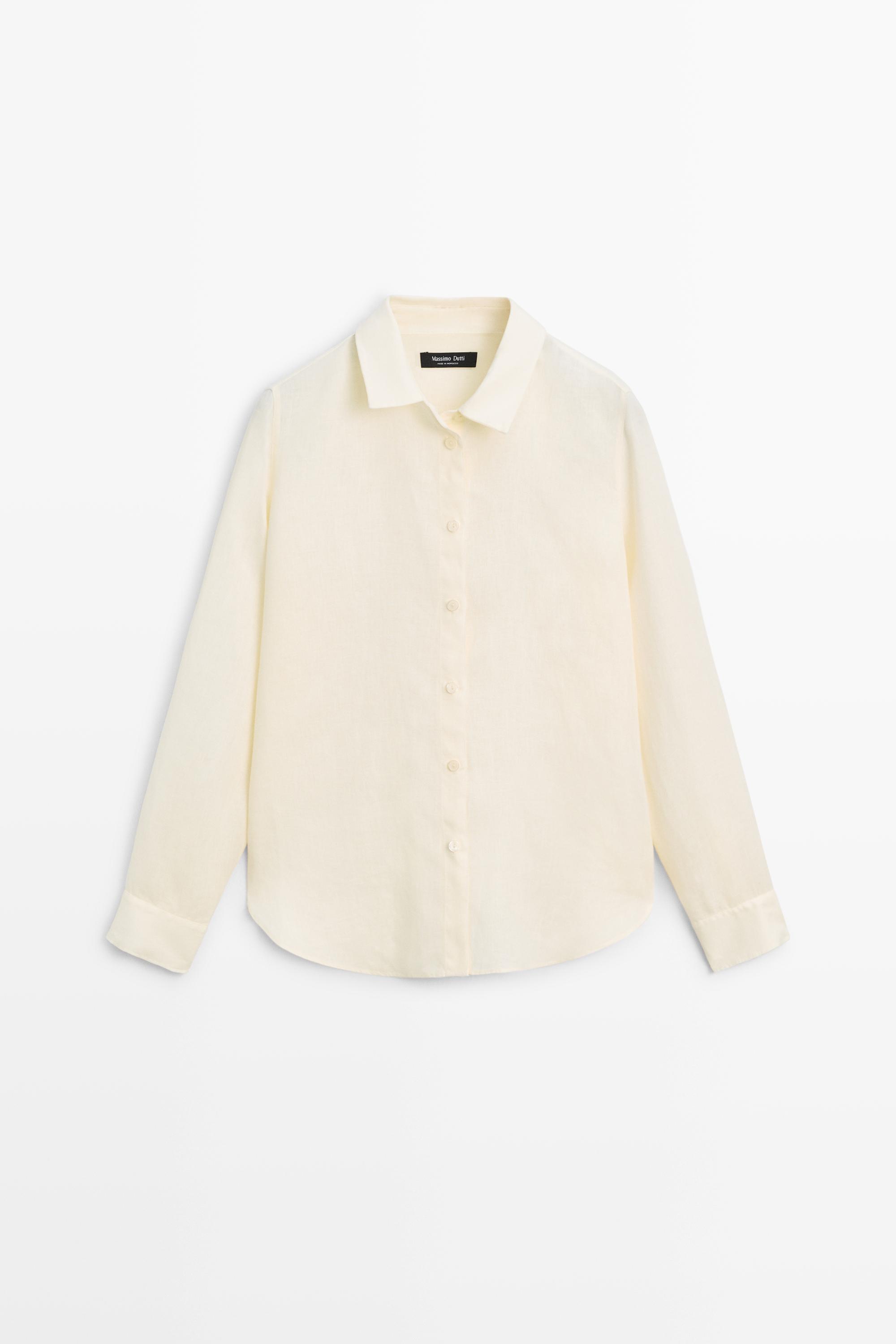 Рубашка из струящегося 100% льна — Massimo Dutti