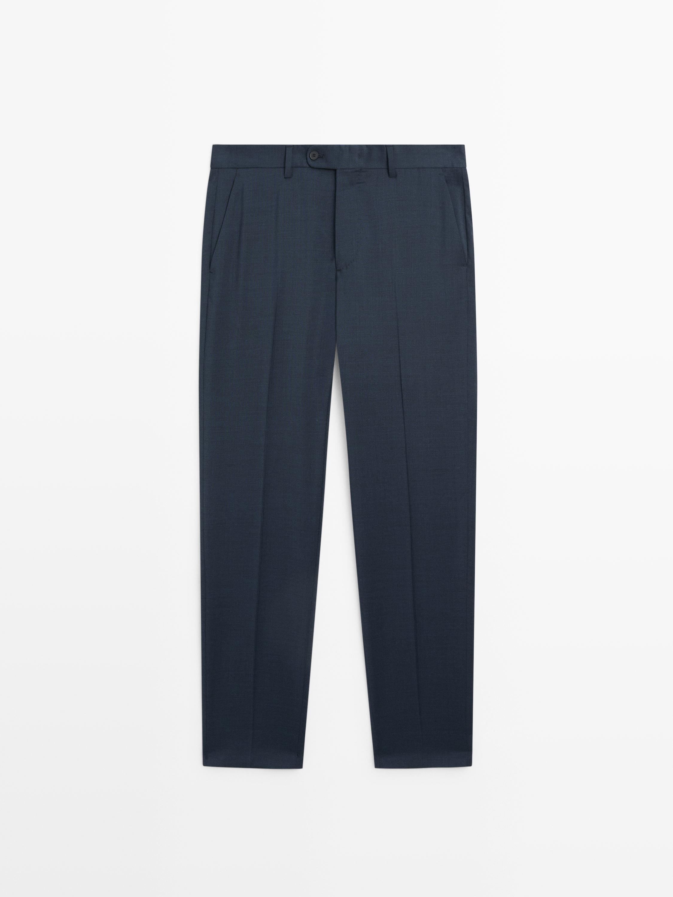 Костюмные брюки из шерстяной ткани — Massimo Dutti