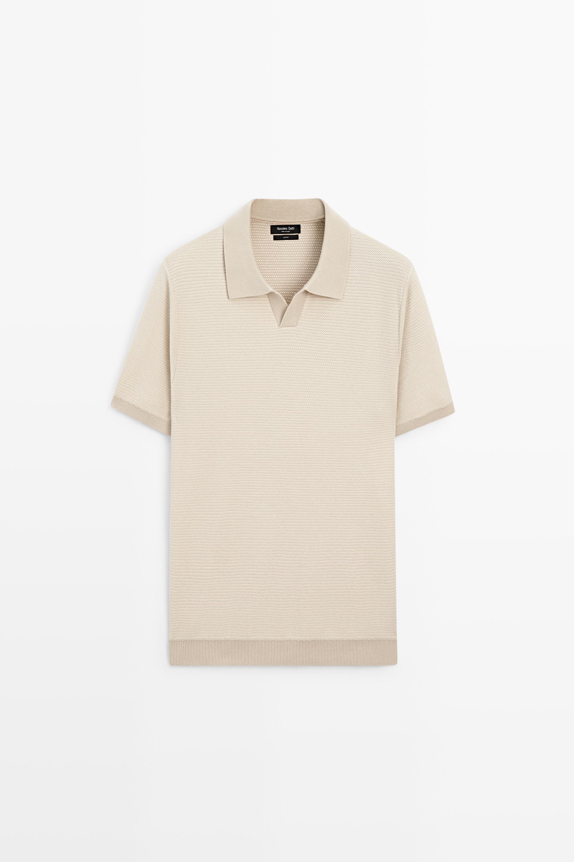Свитер поло из 100% хлопка с контрастной отделкой — Massimo Dutti