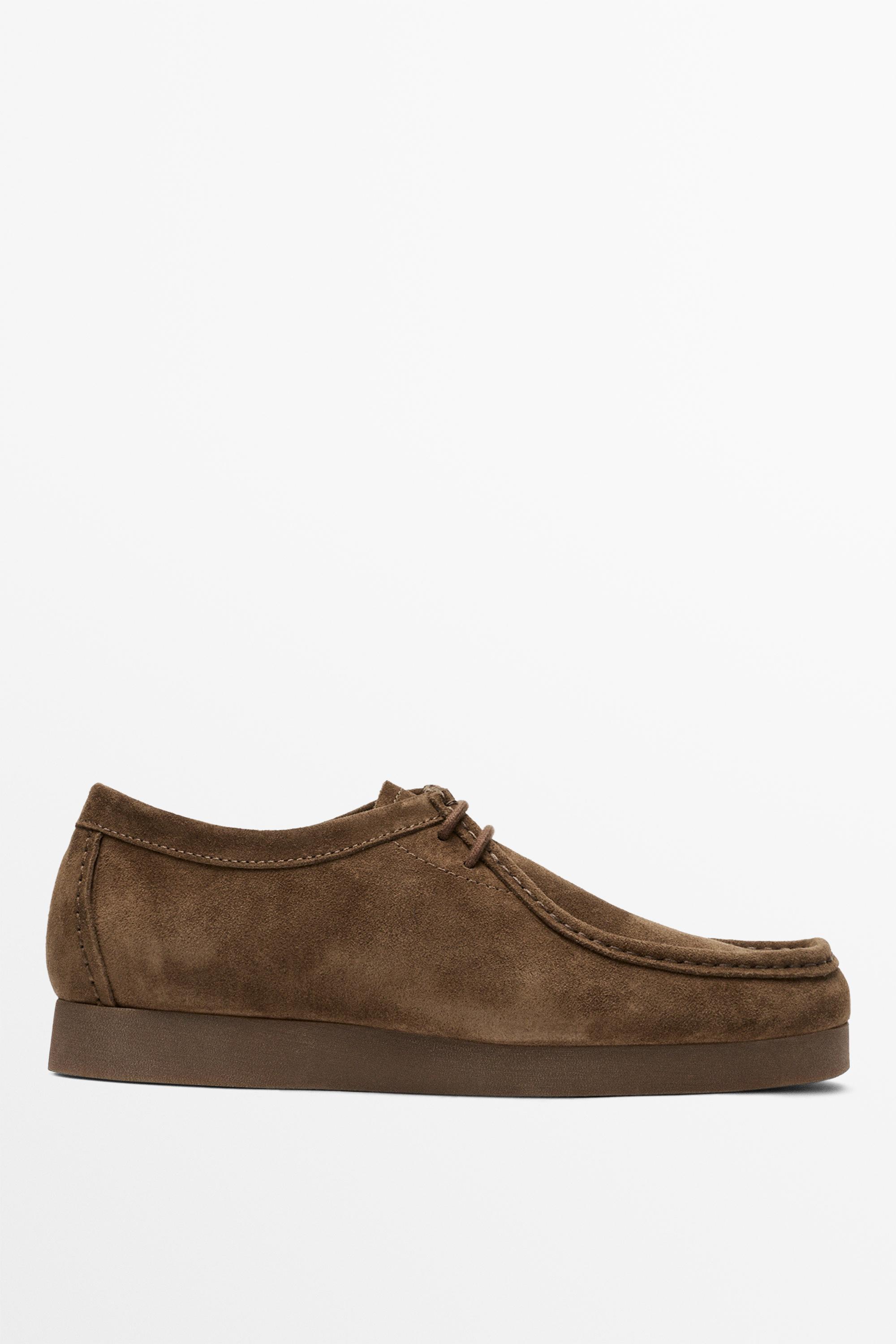 Замшевые туфли с простроченным носом — Massimo Dutti