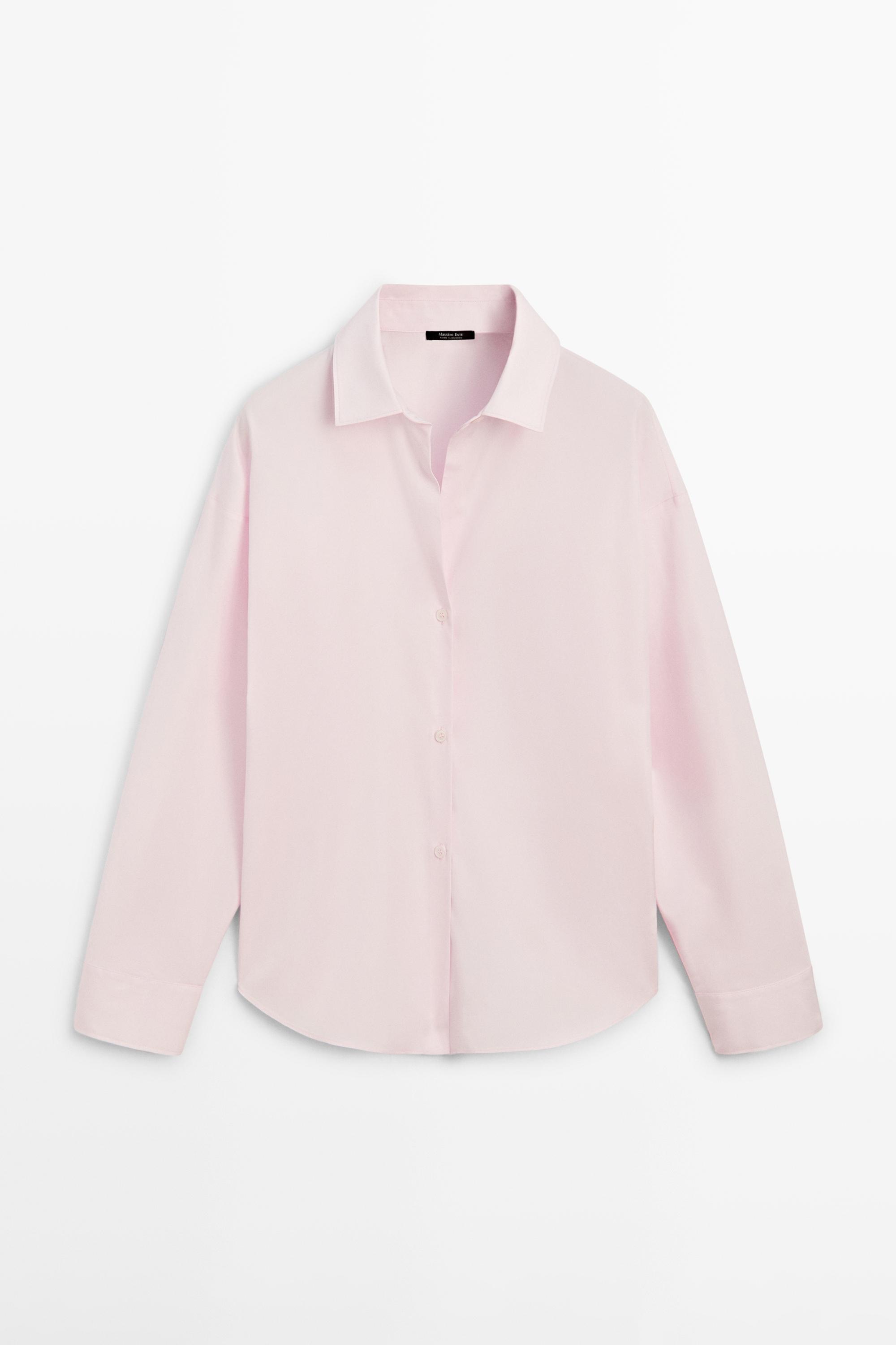 Рубашка из поплина с хлопком и вытачками — Massimo Dutti