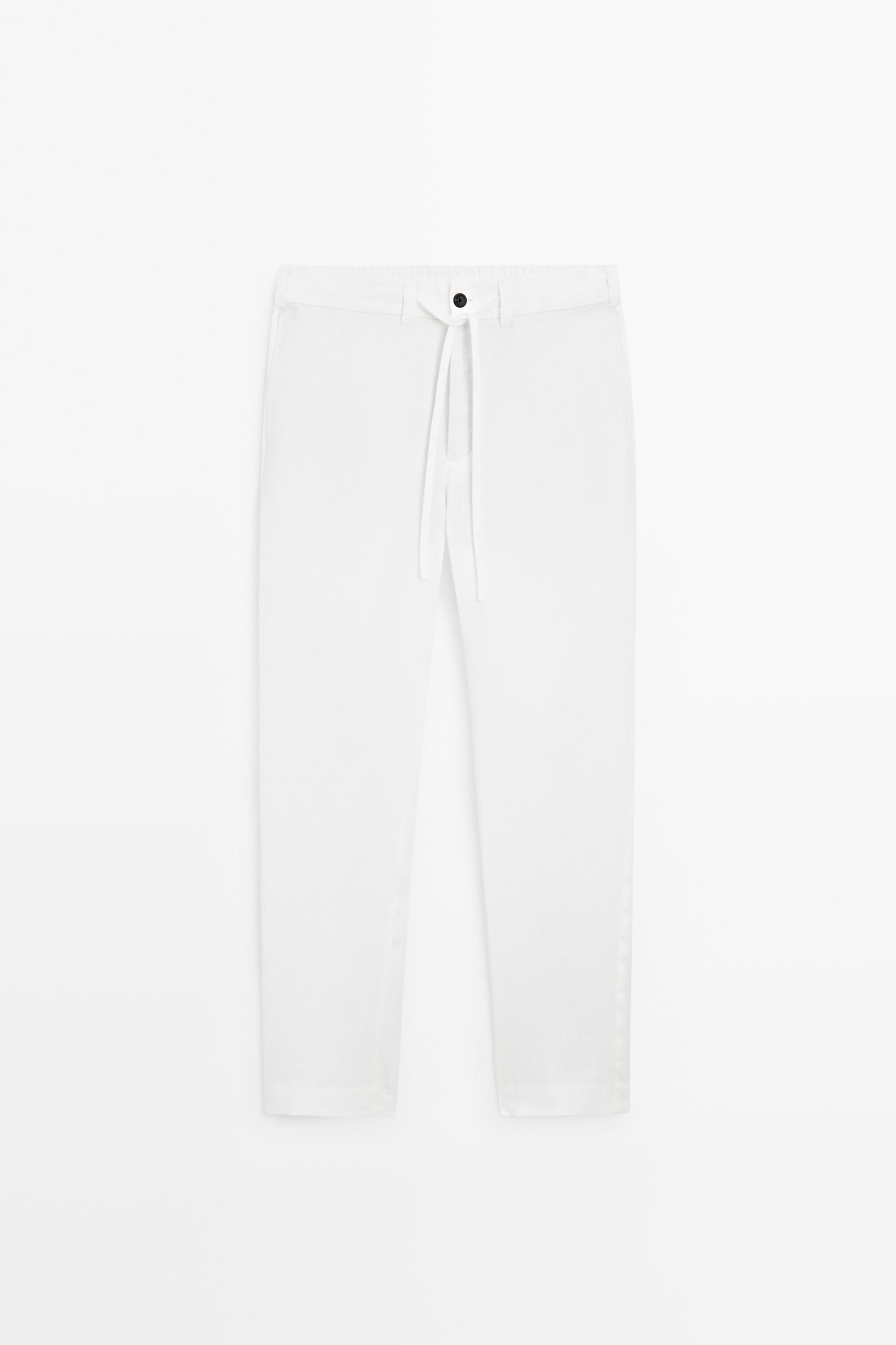 Брюки из 100% льна с эластичным поясом — Massimo Dutti