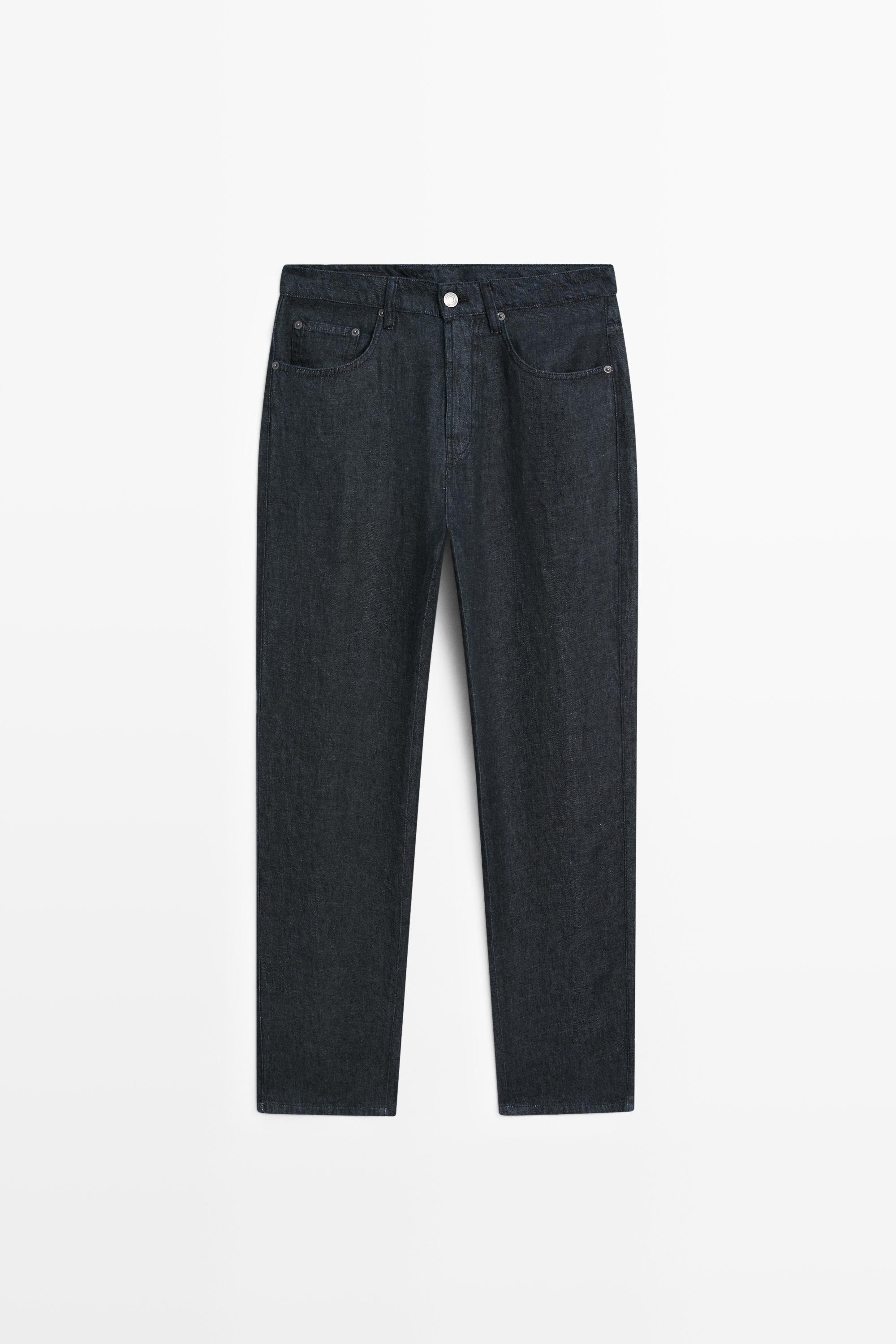 Джинсовые брюки прямого кроя изо льна — Massimo Dutti