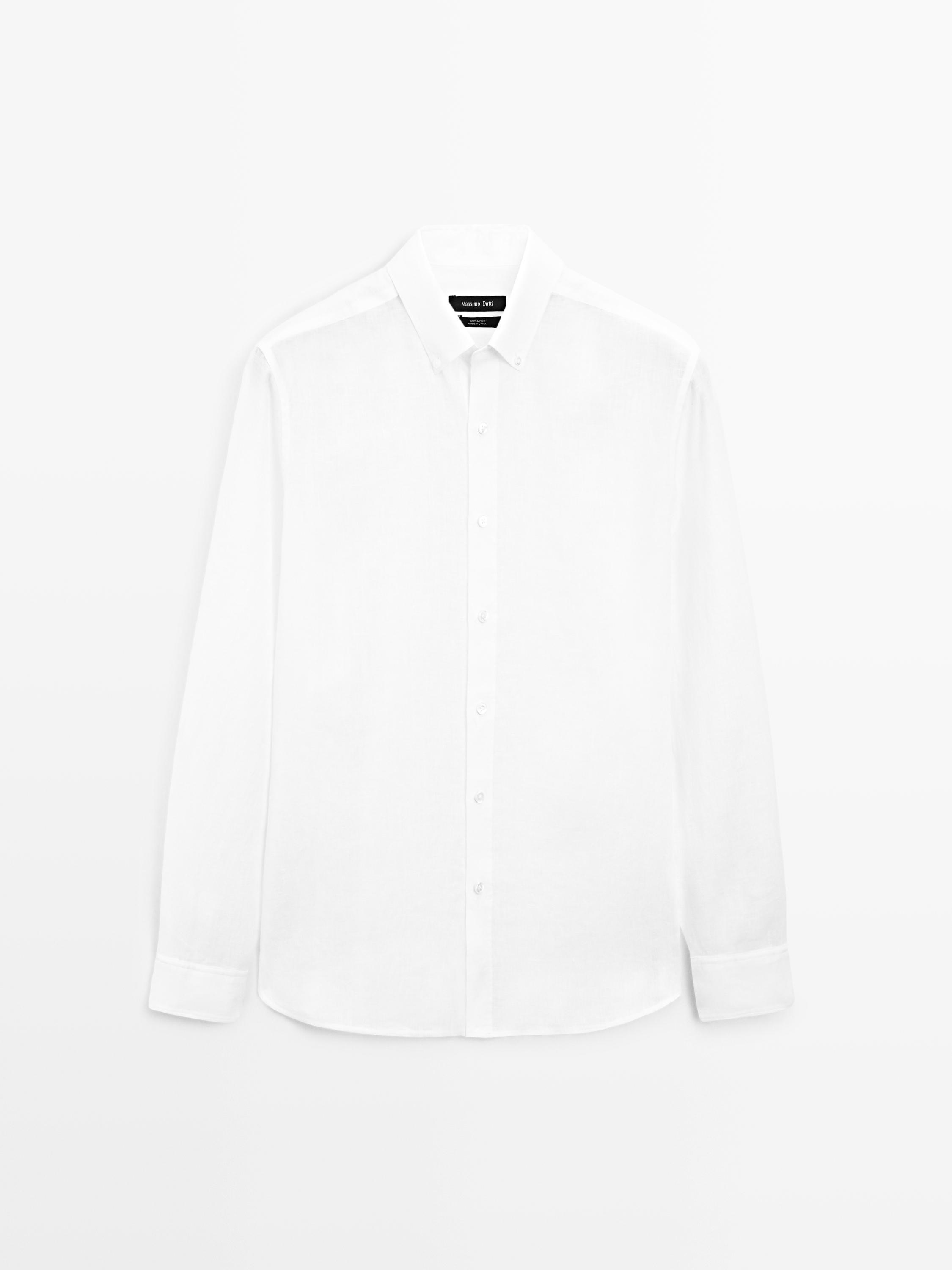 Рубашка классического кроя из 100% льна — Massimo Dutti