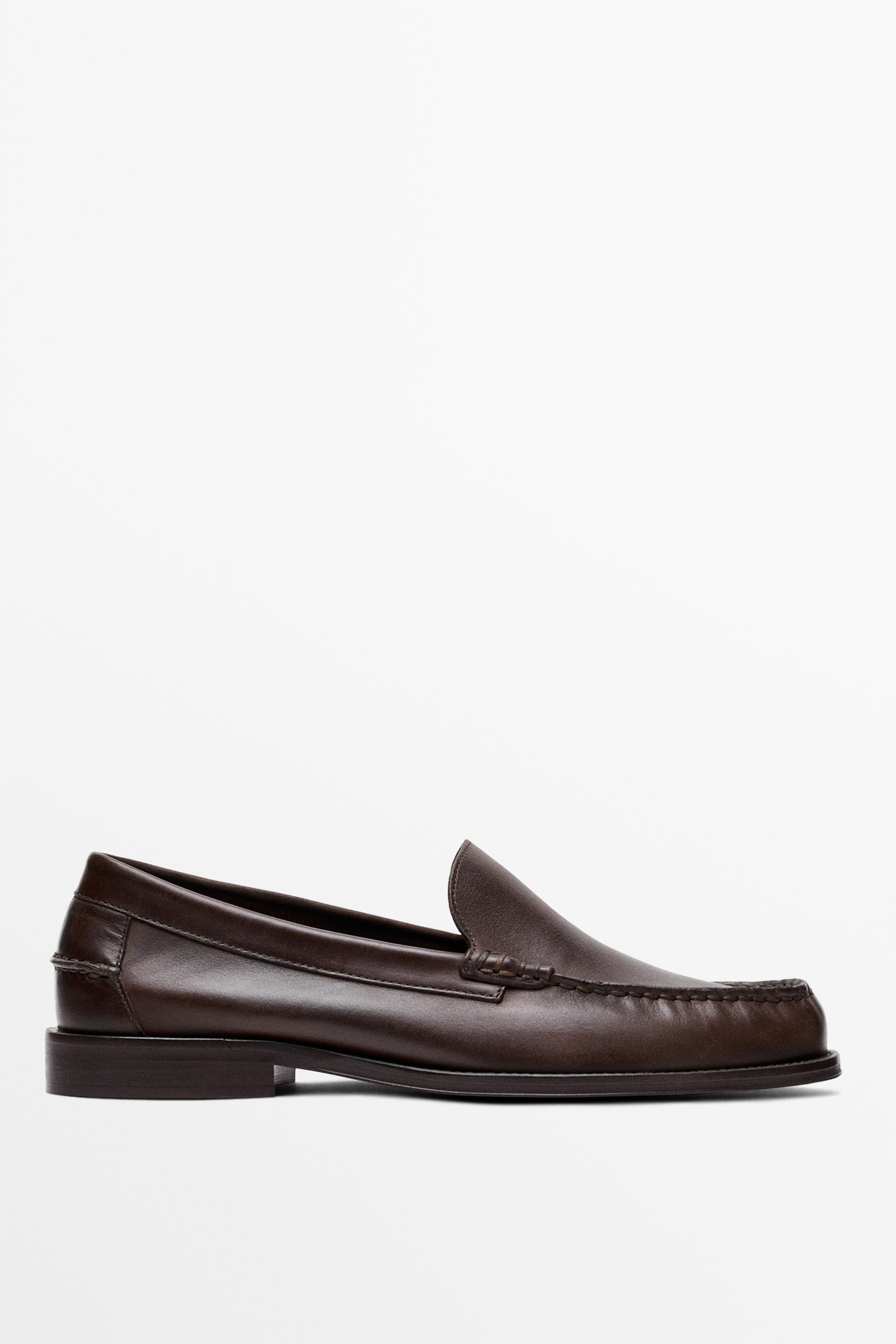Лоферы из кожи с эффектом пропитки — Massimo Dutti