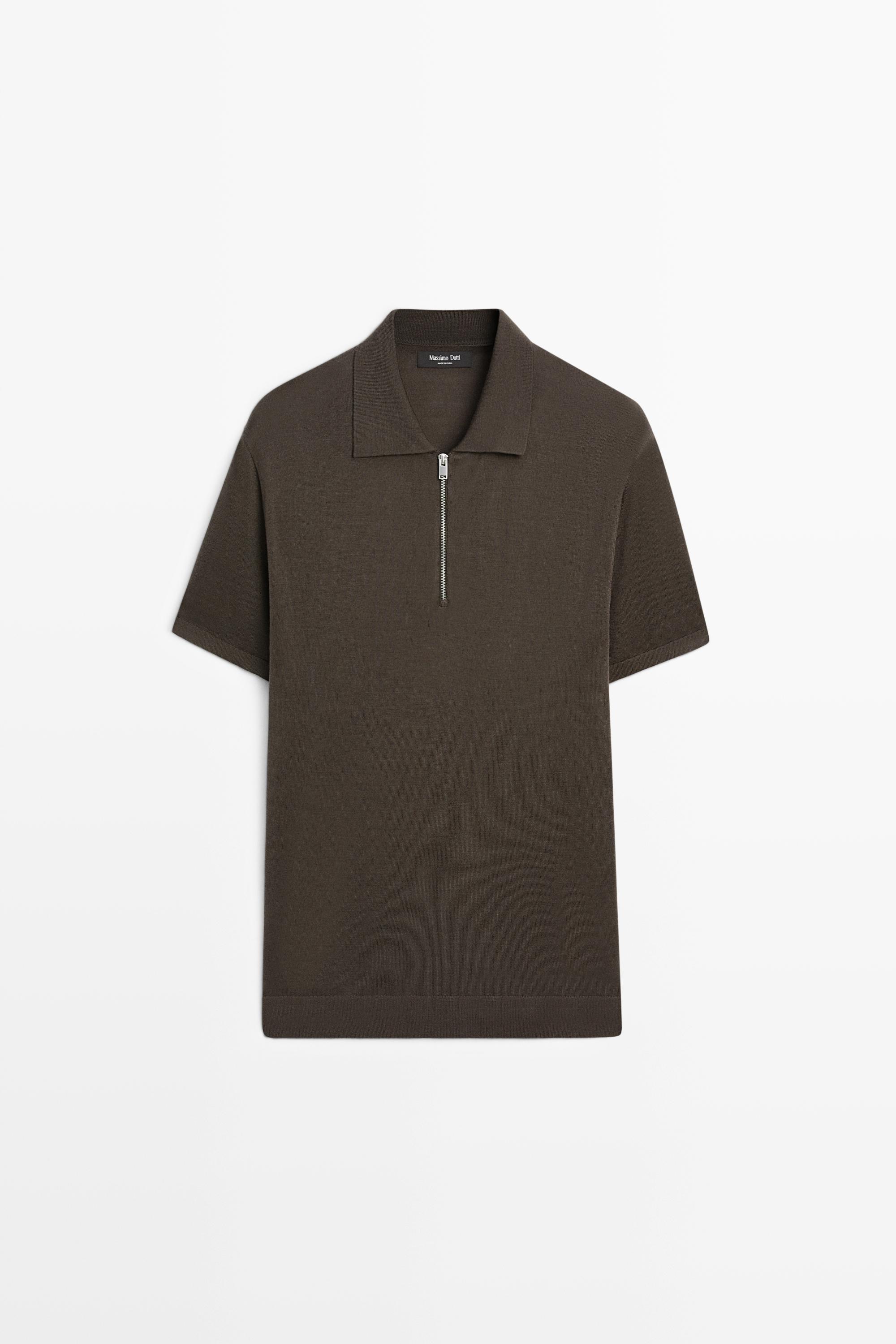 Поло из смесовой шерсти на молнии — Massimo Dutti