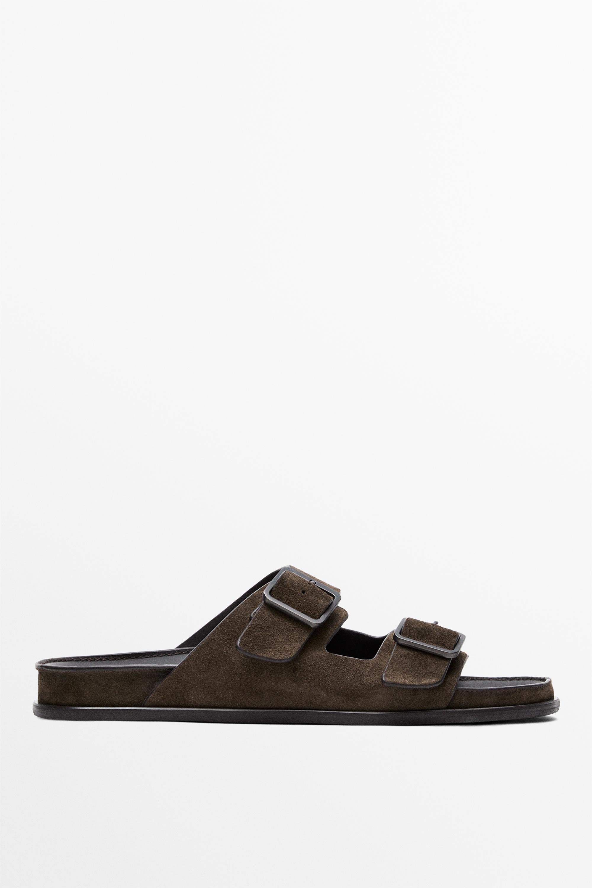 Замшевые сандалии с пряжками — Massimo Dutti