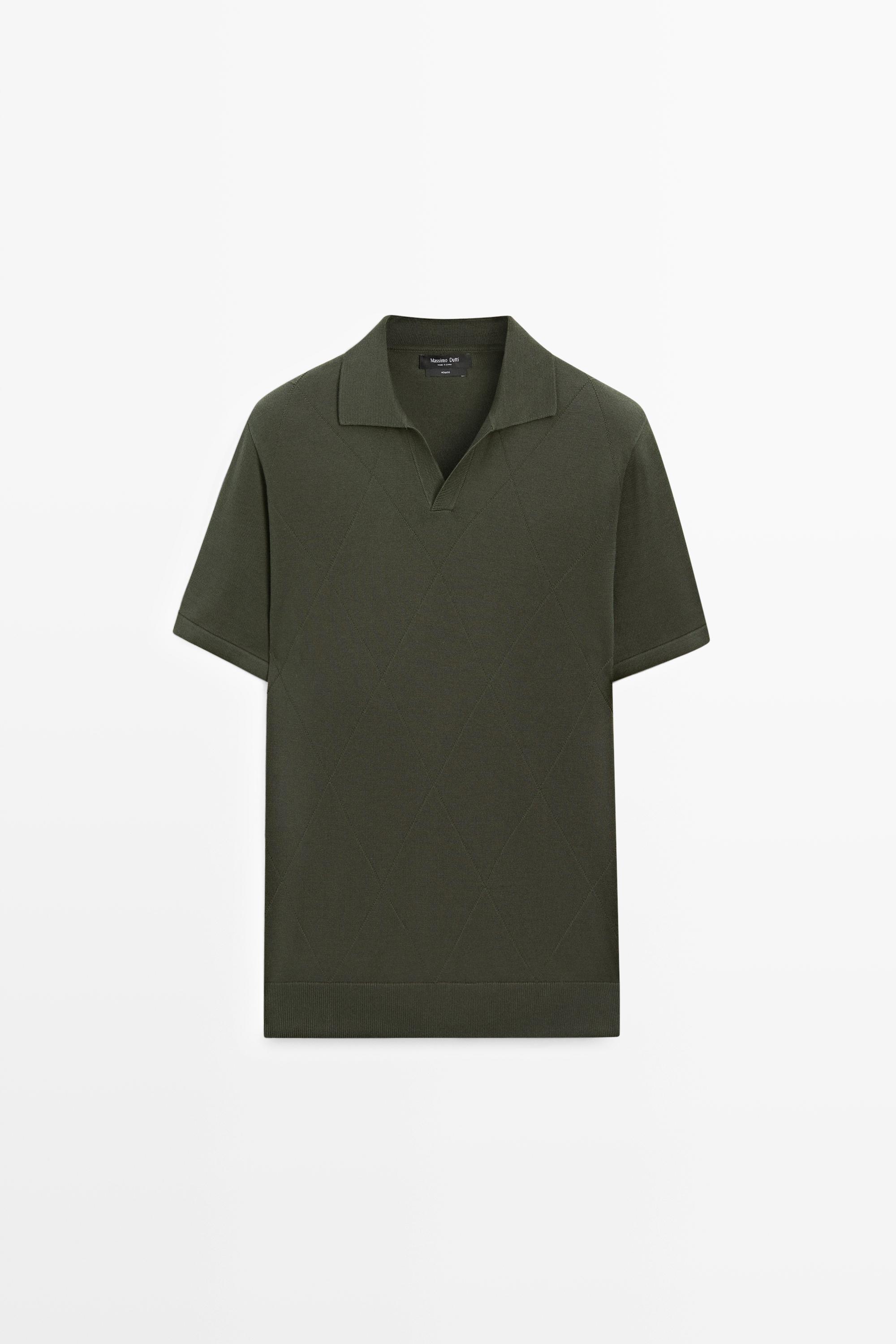 Поло из 100% хлопка с контрастным узором — Massimo Dutti