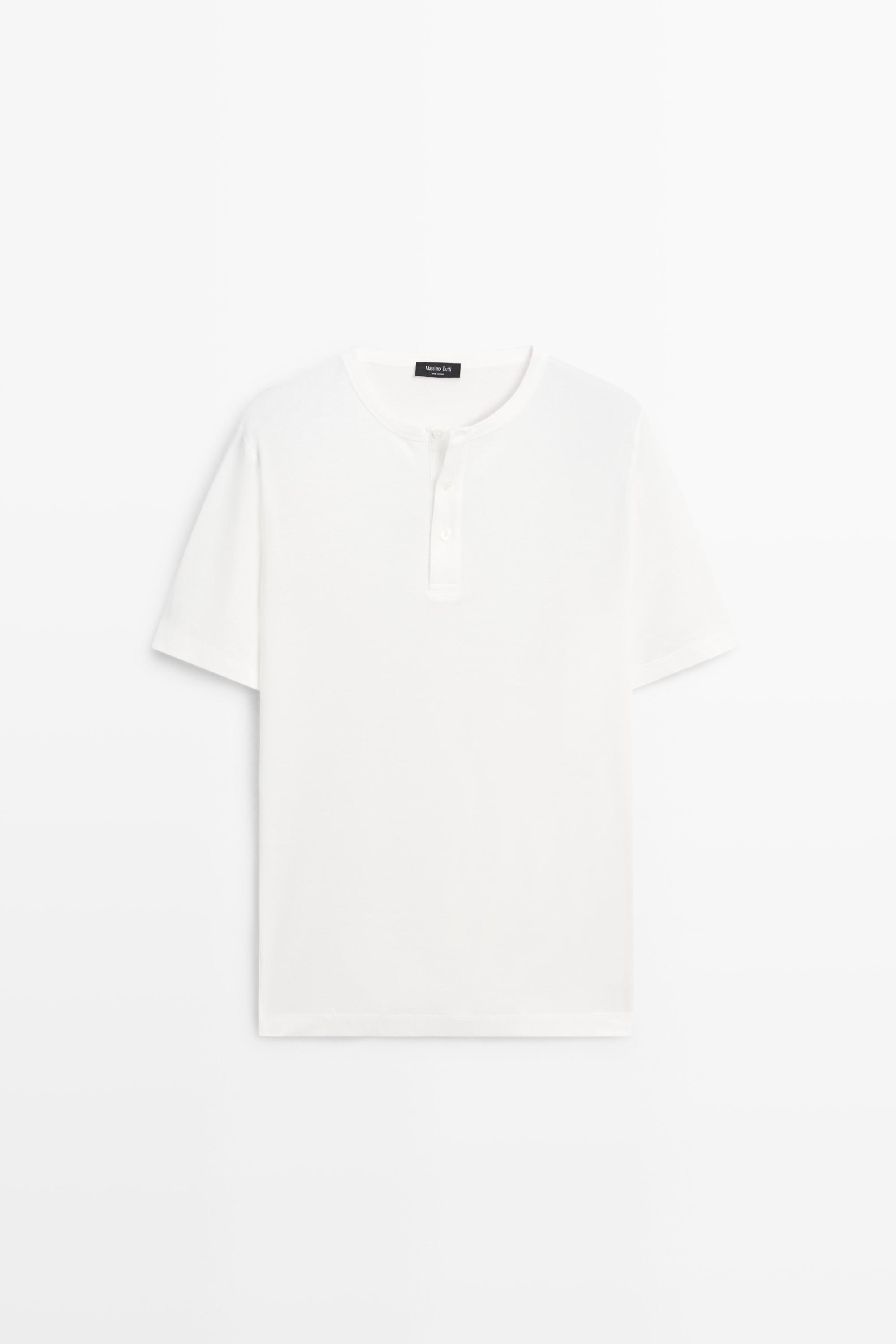 Футболка из 100% хлопка с воротником на пуговицах — Massimo Dutti