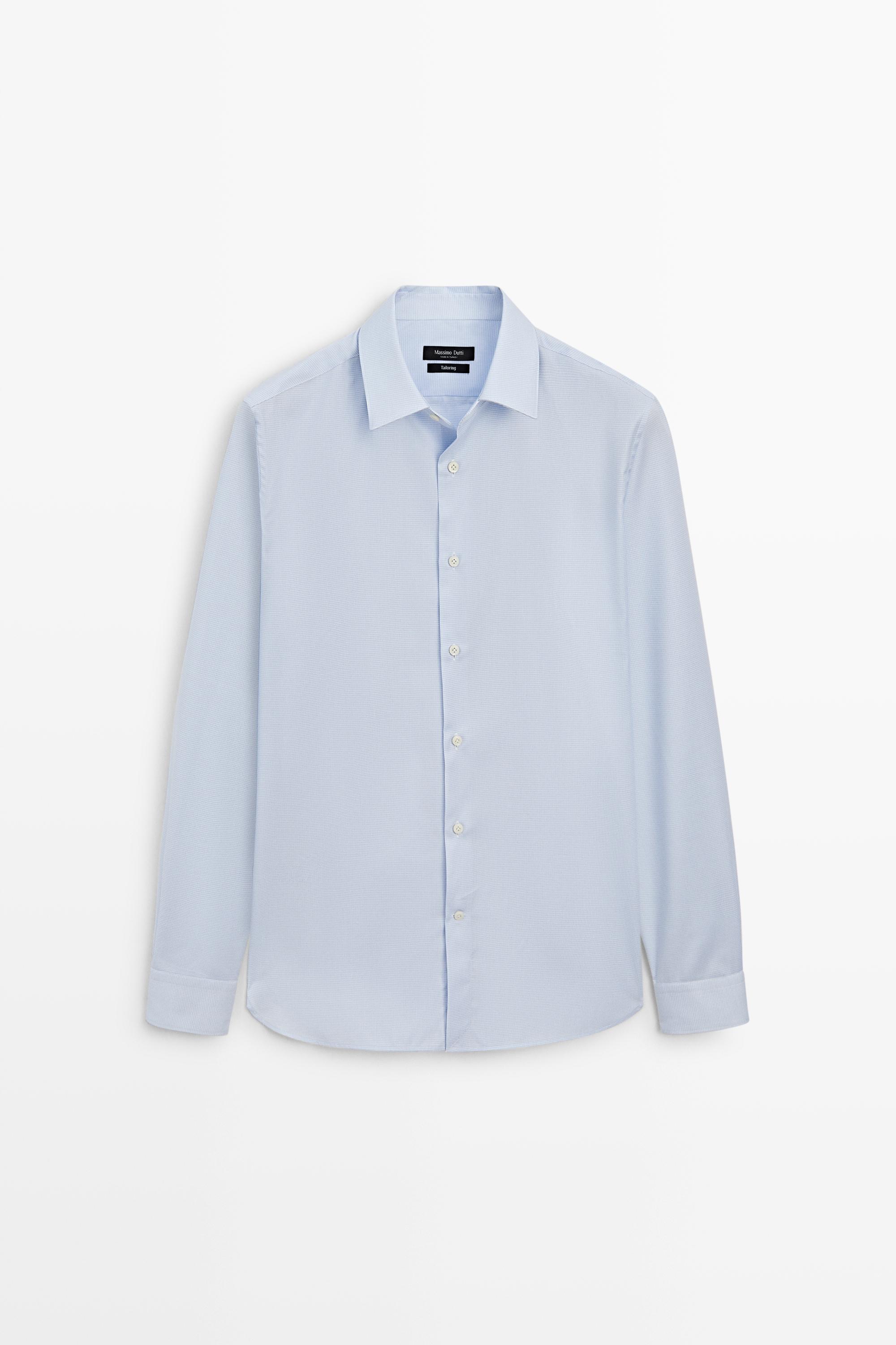 Приталенная рубашка облегающего кроя в микроклетку — Massimo Dutti