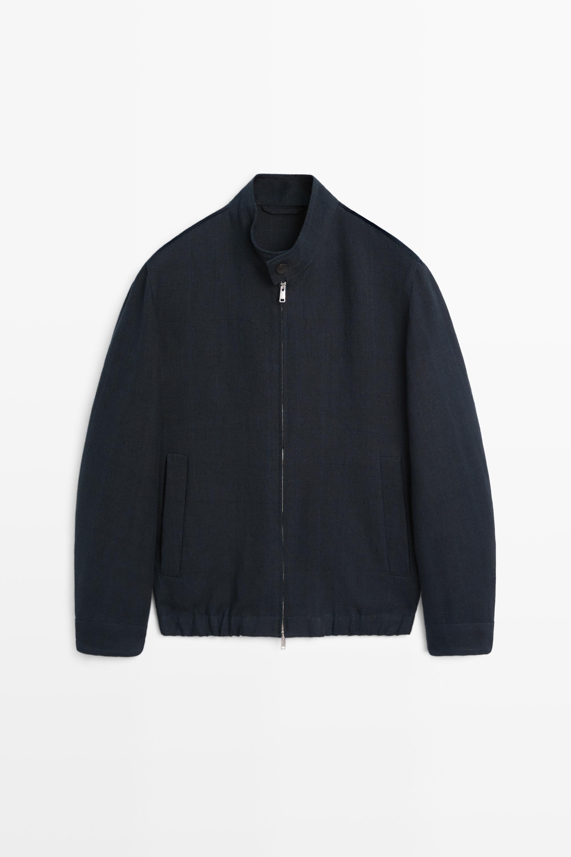 Льняная куртка с воротником-стойкой — Massimo Dutti