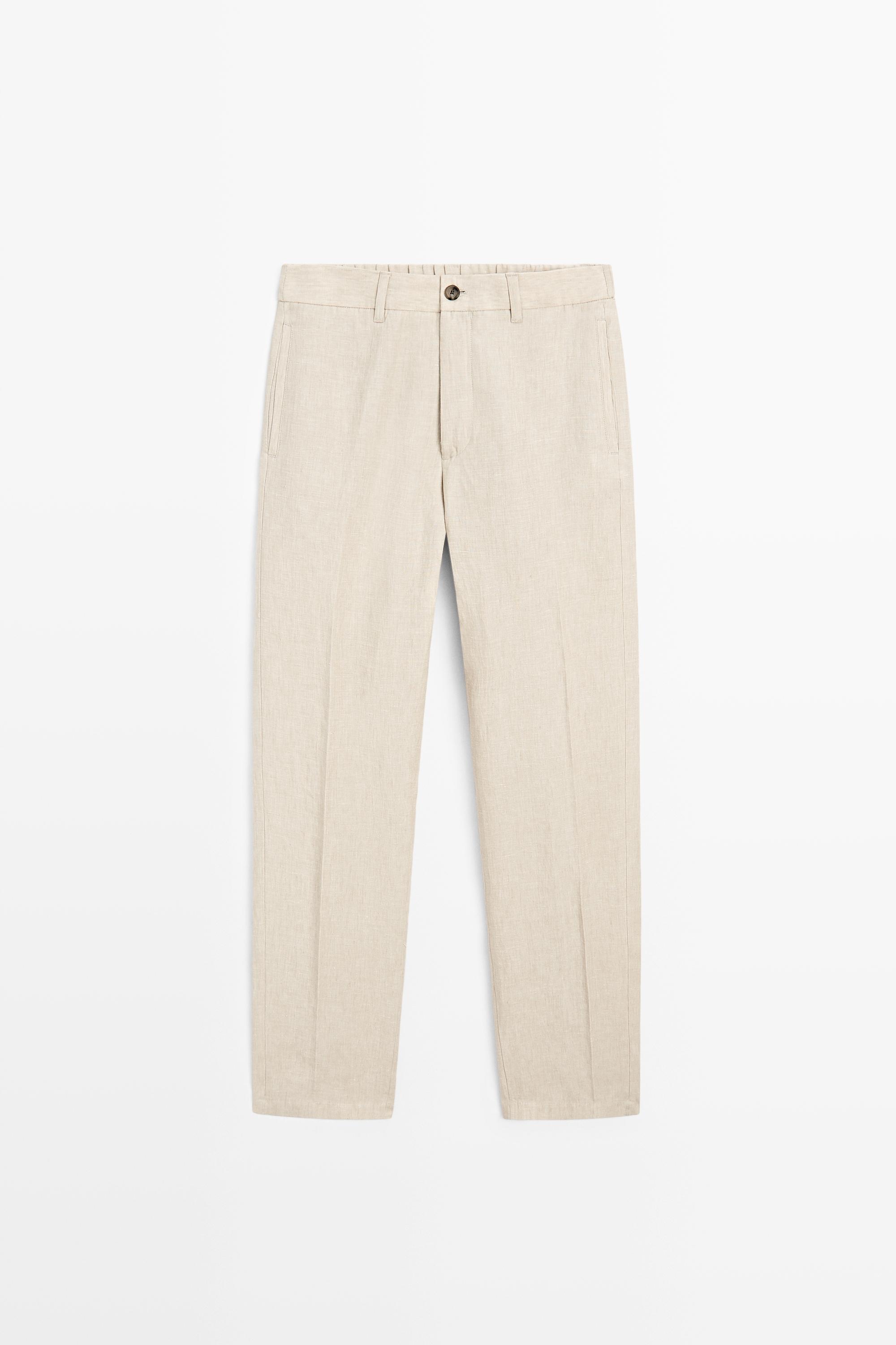 Брюки из 100% льна с эластичным поясом — Massimo Dutti