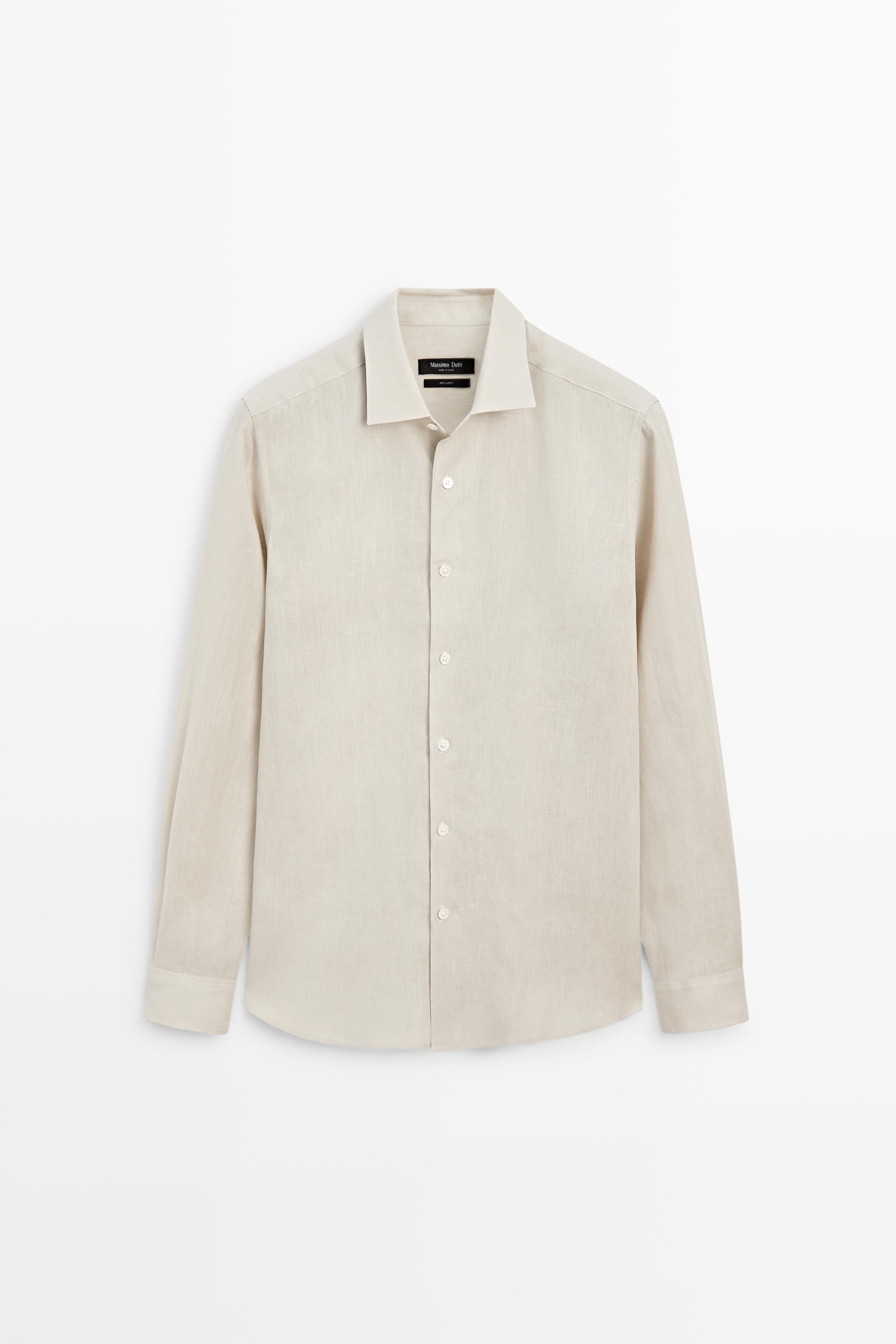 Классическая рубашка из 100% тонкого льна — Massimo Dutti