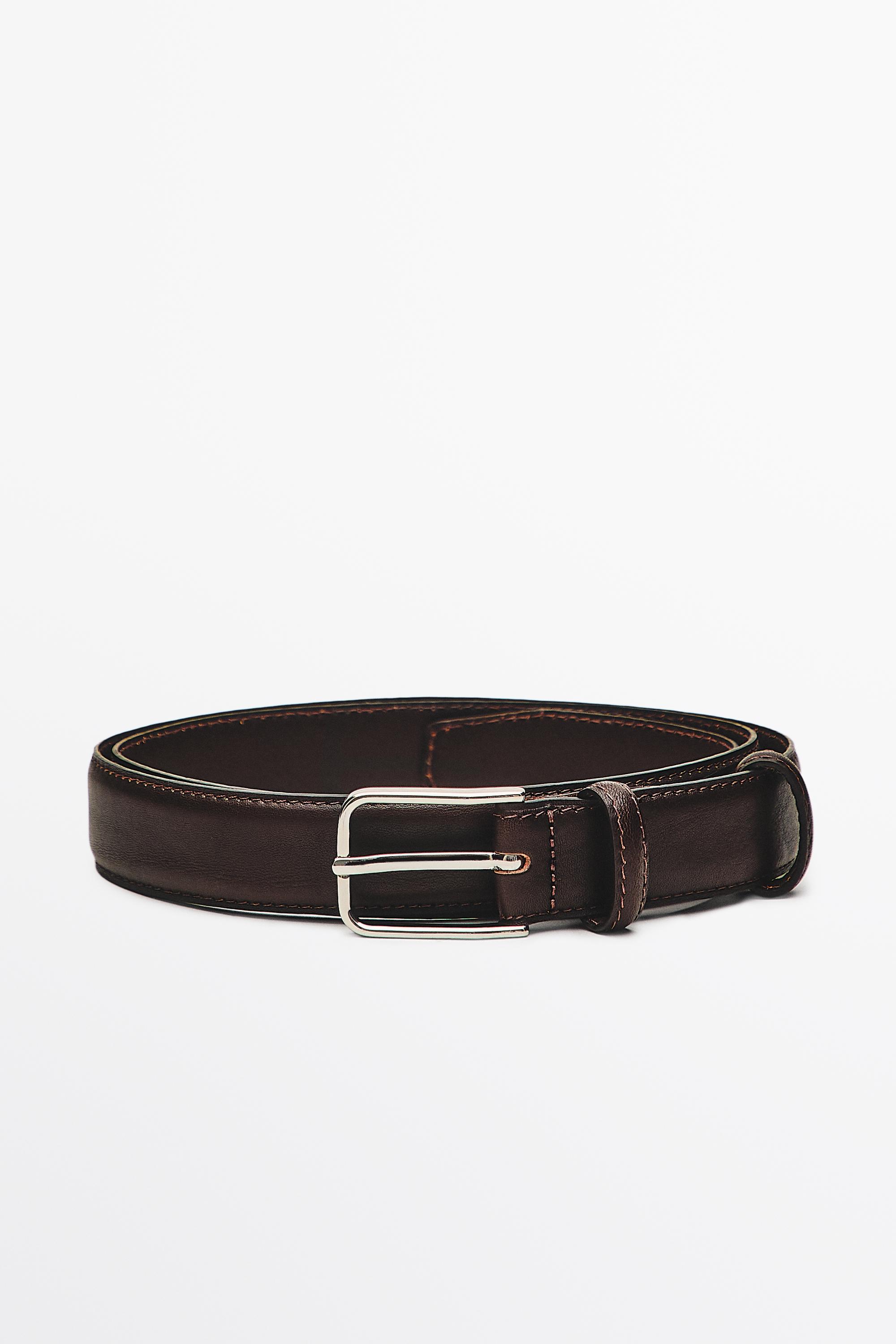 Ремень из кожи наппа с двойной шлевкой — Massimo Dutti