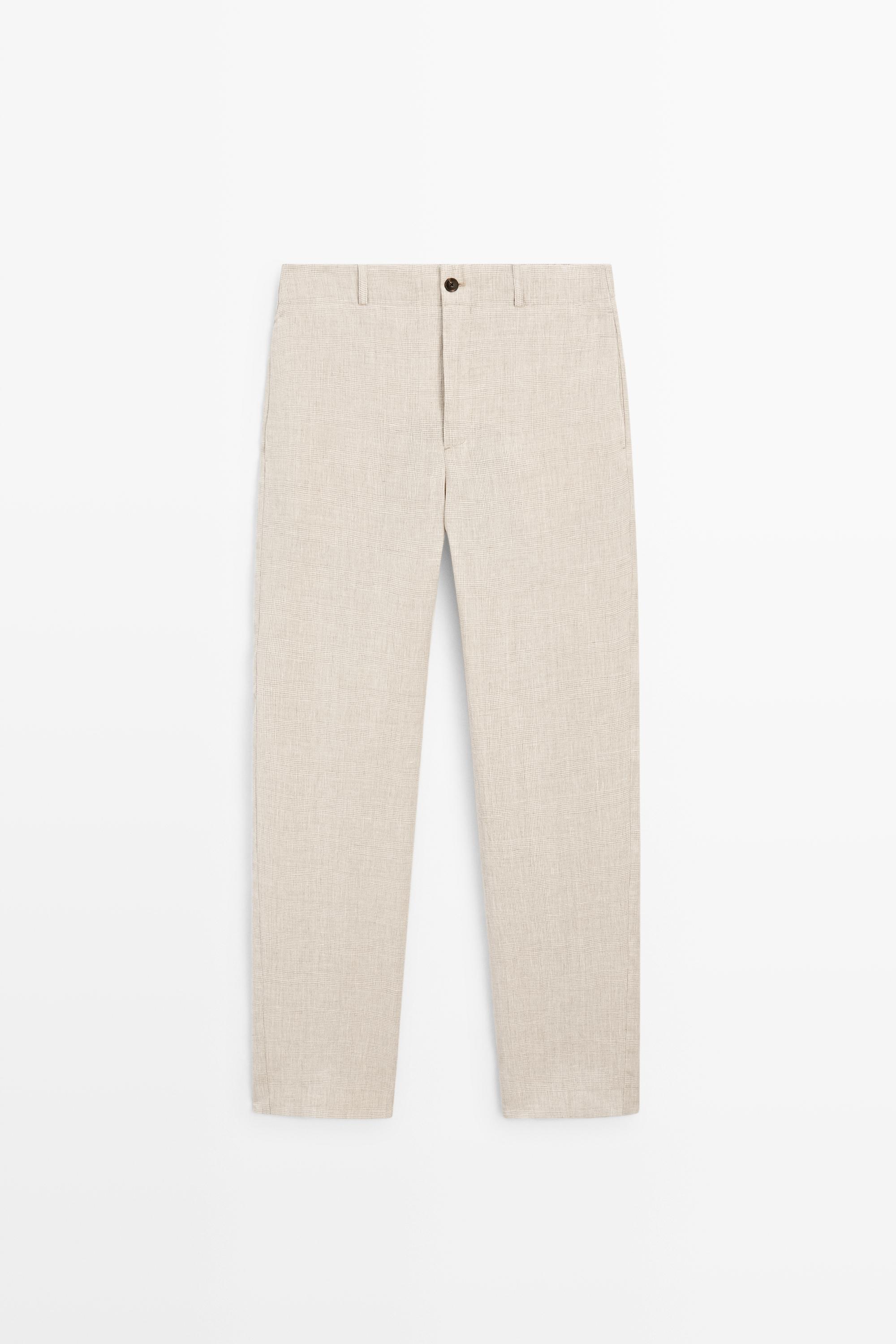 Льняные брюки в клетку — Massimo Dutti