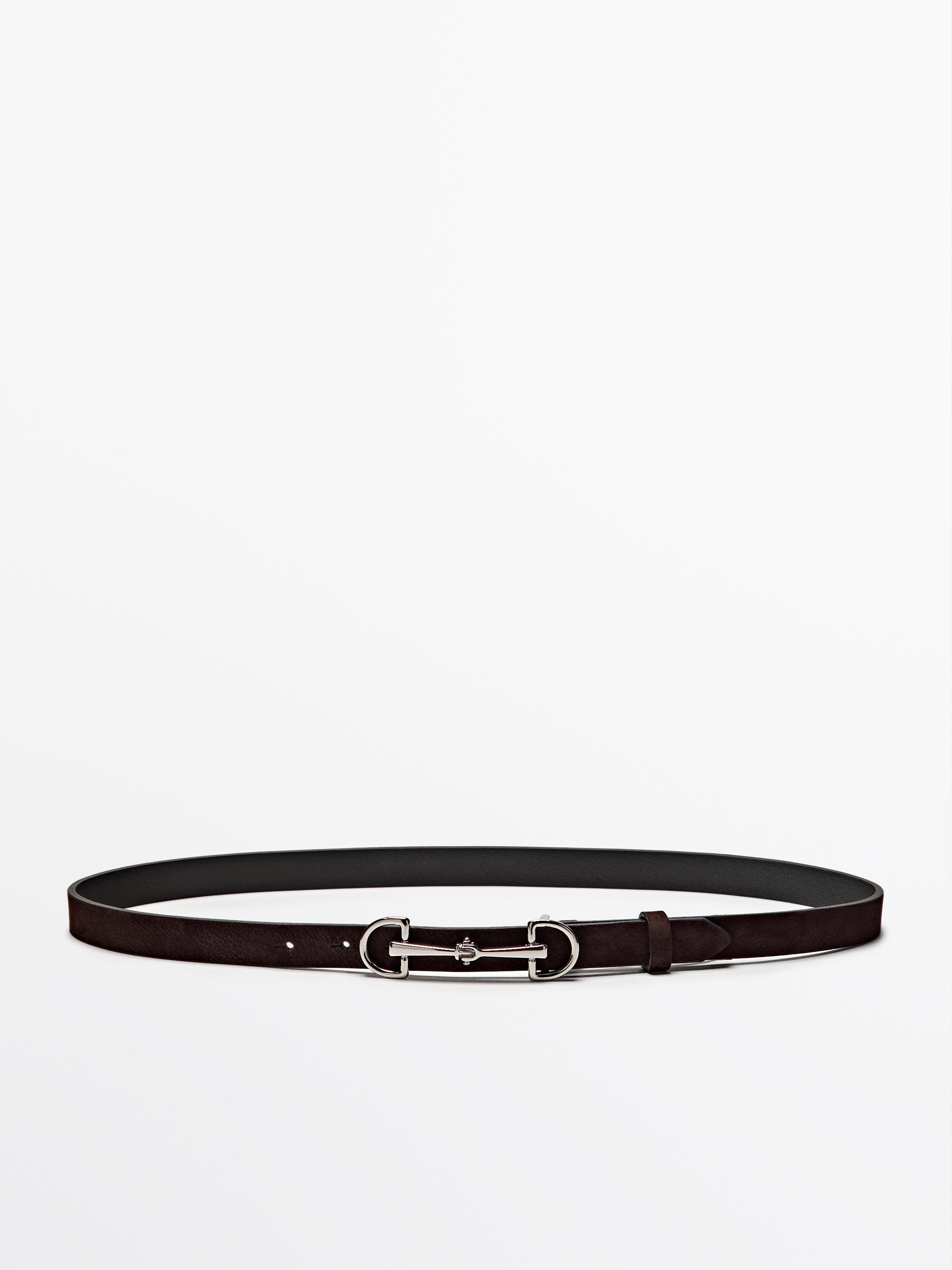 Ремень в конном стиле из кожи нубук — Massimo Dutti