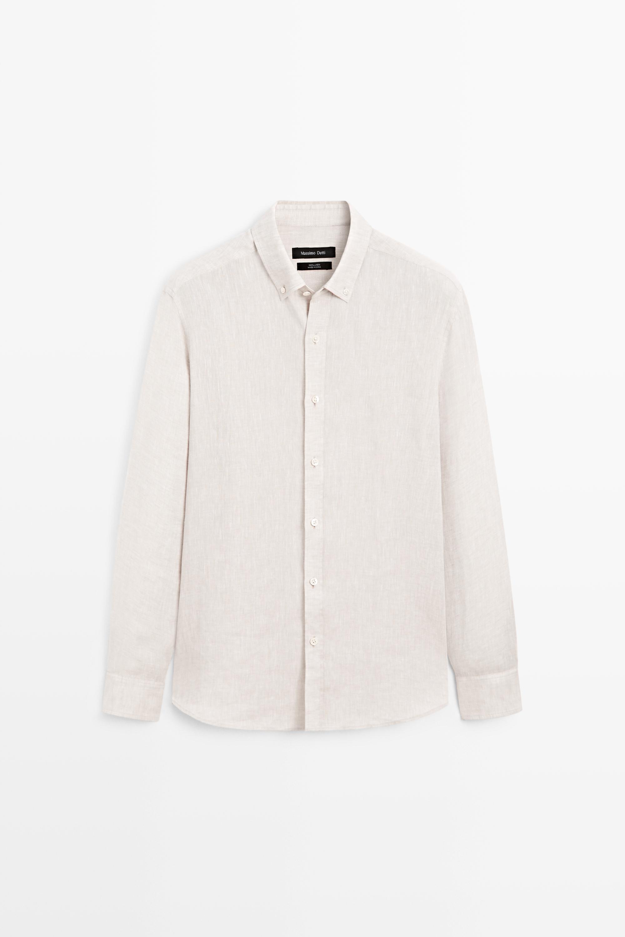 Льняная рубашка классического кроя — Massimo Dutti