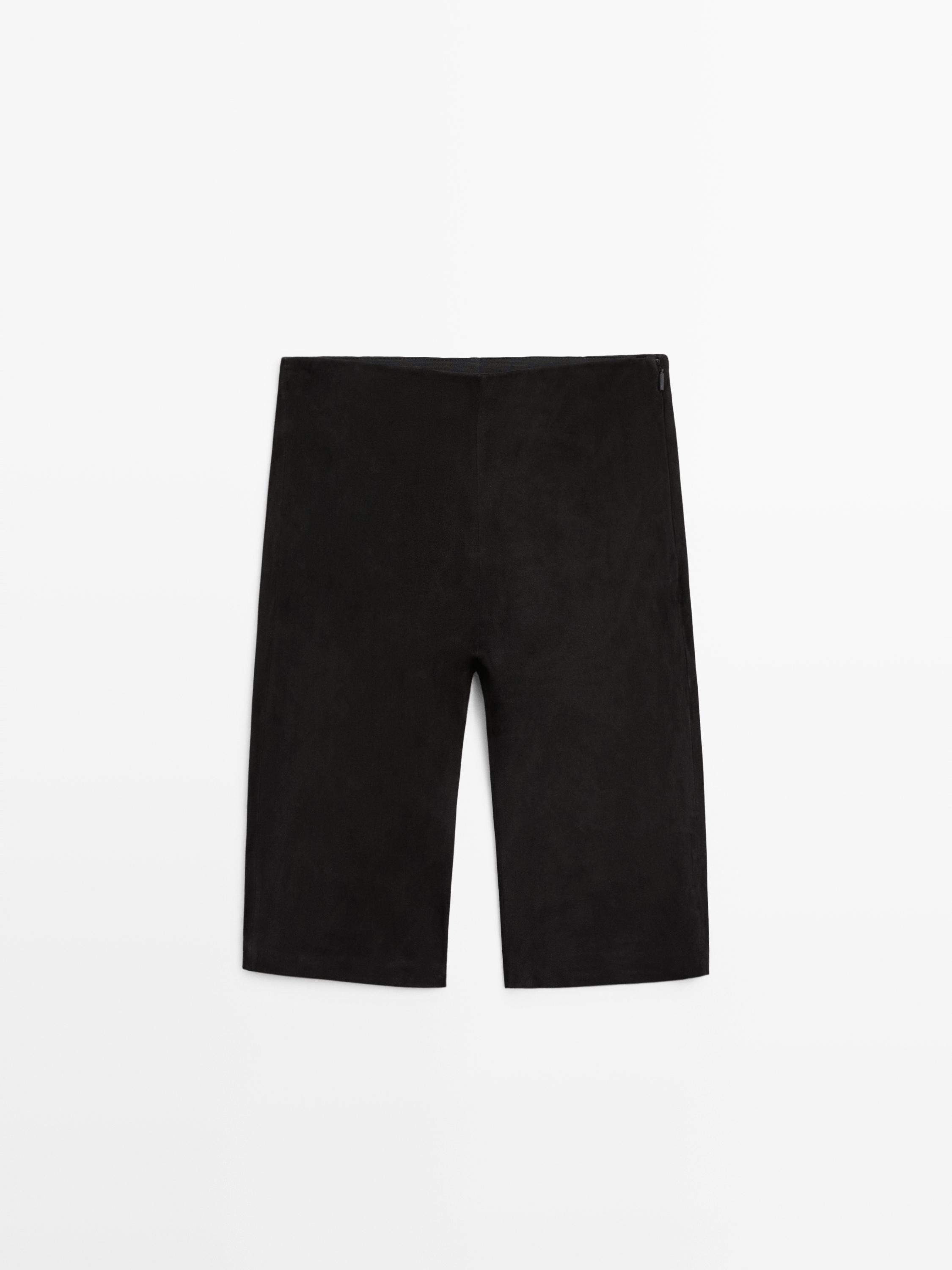 Замшевые шорты-велосипедки — Massimo Dutti