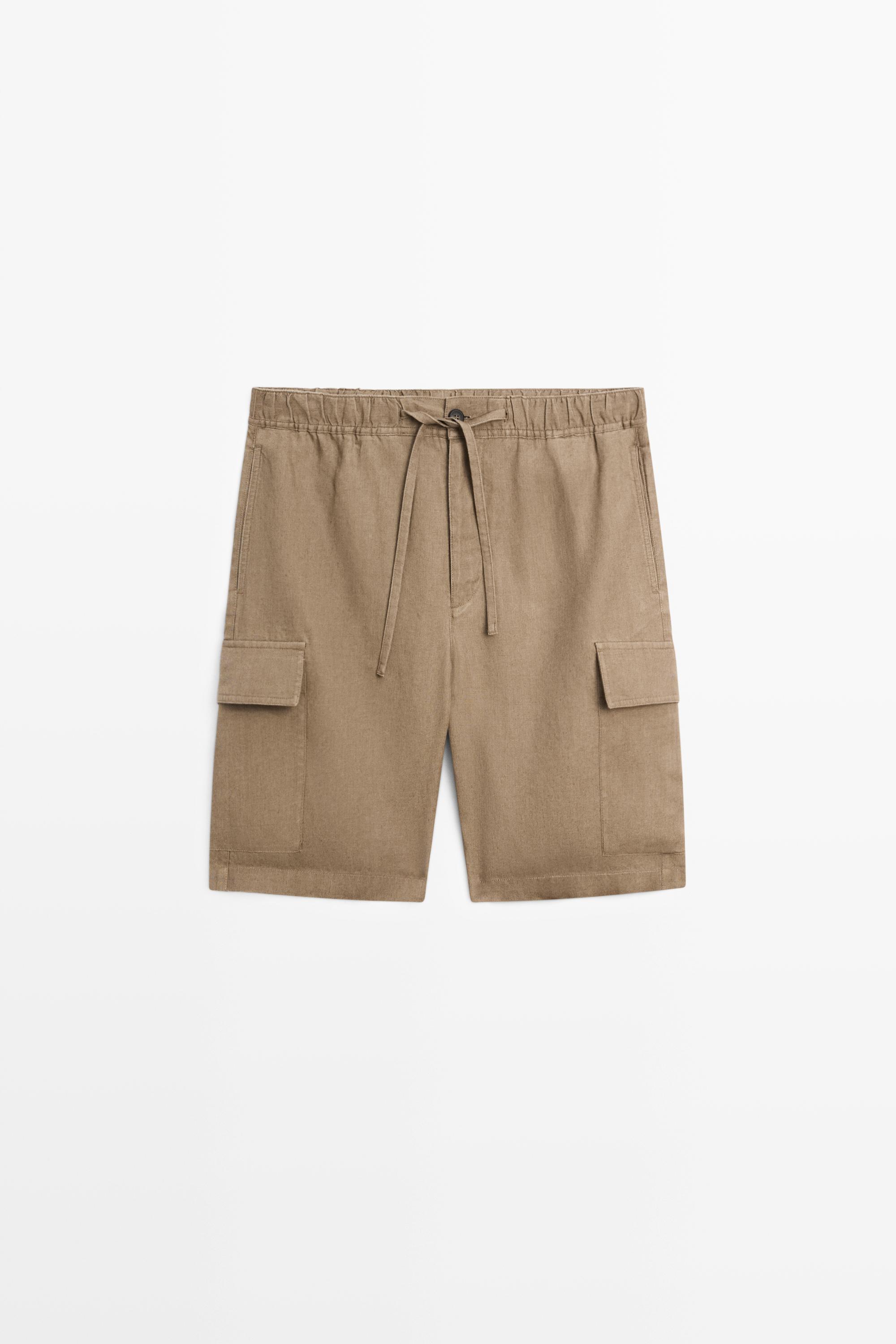 Льняные шорты карго — Massimo Dutti