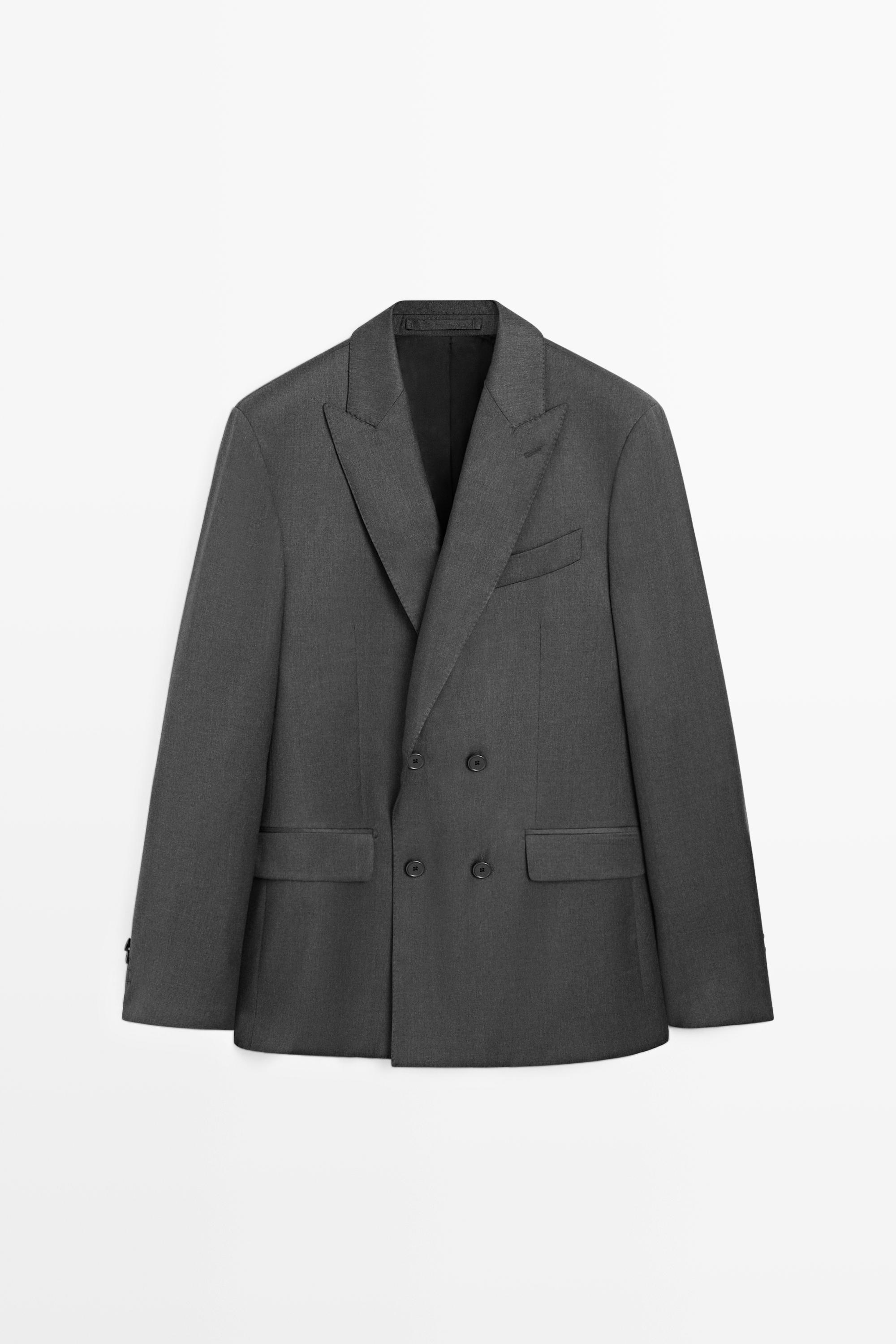 Двубортный пиджак из 100% холодной шерсти — Massimo Dutti