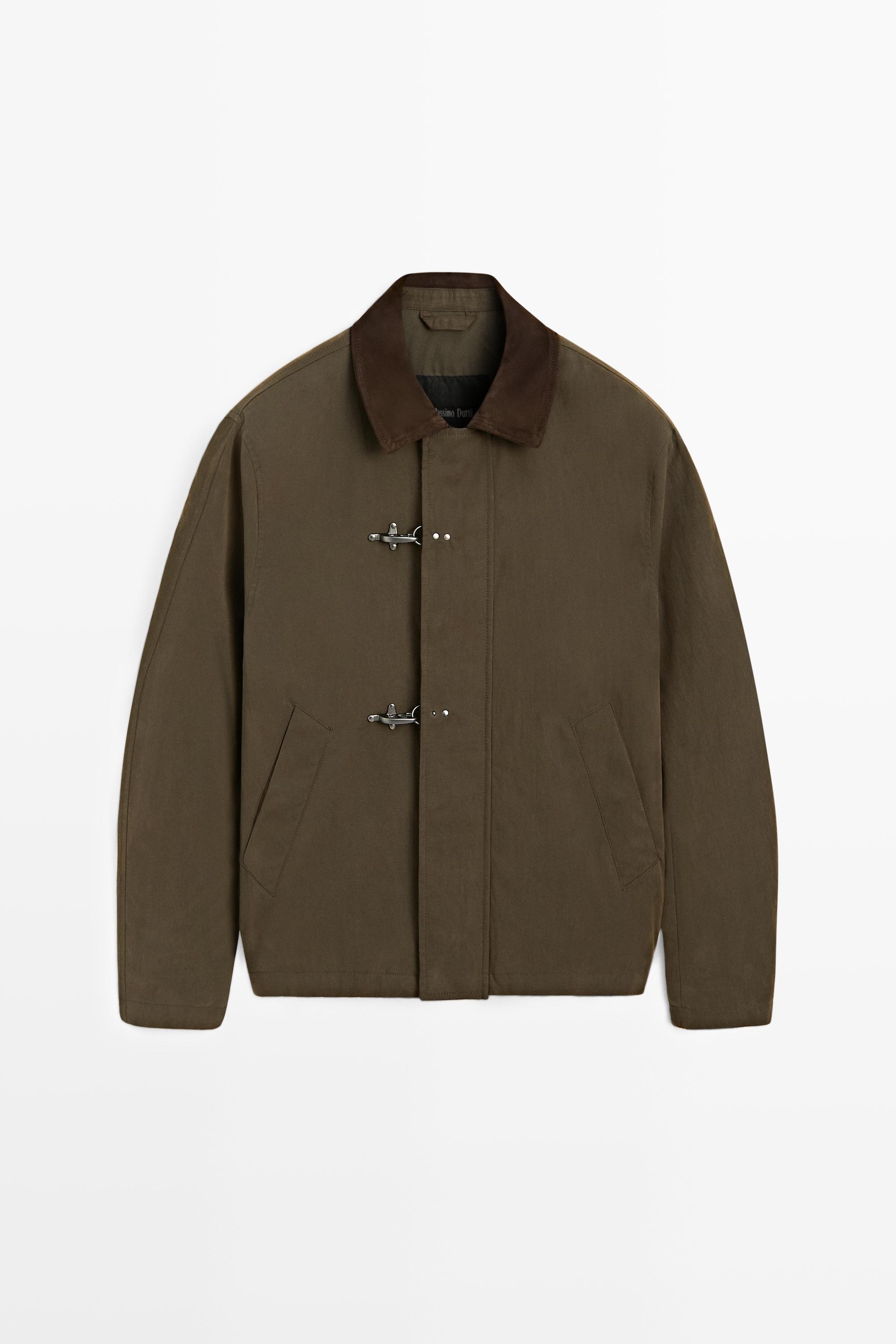 Куртка с кожаным воротником — Massimo Dutti