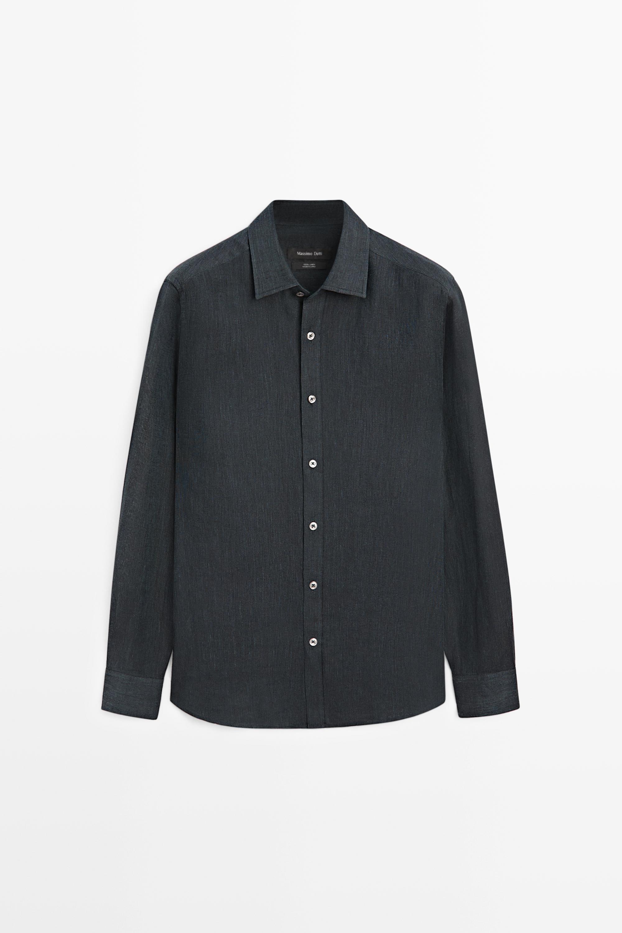 Рубашка классического кроя из 100% льна — Massimo Dutti