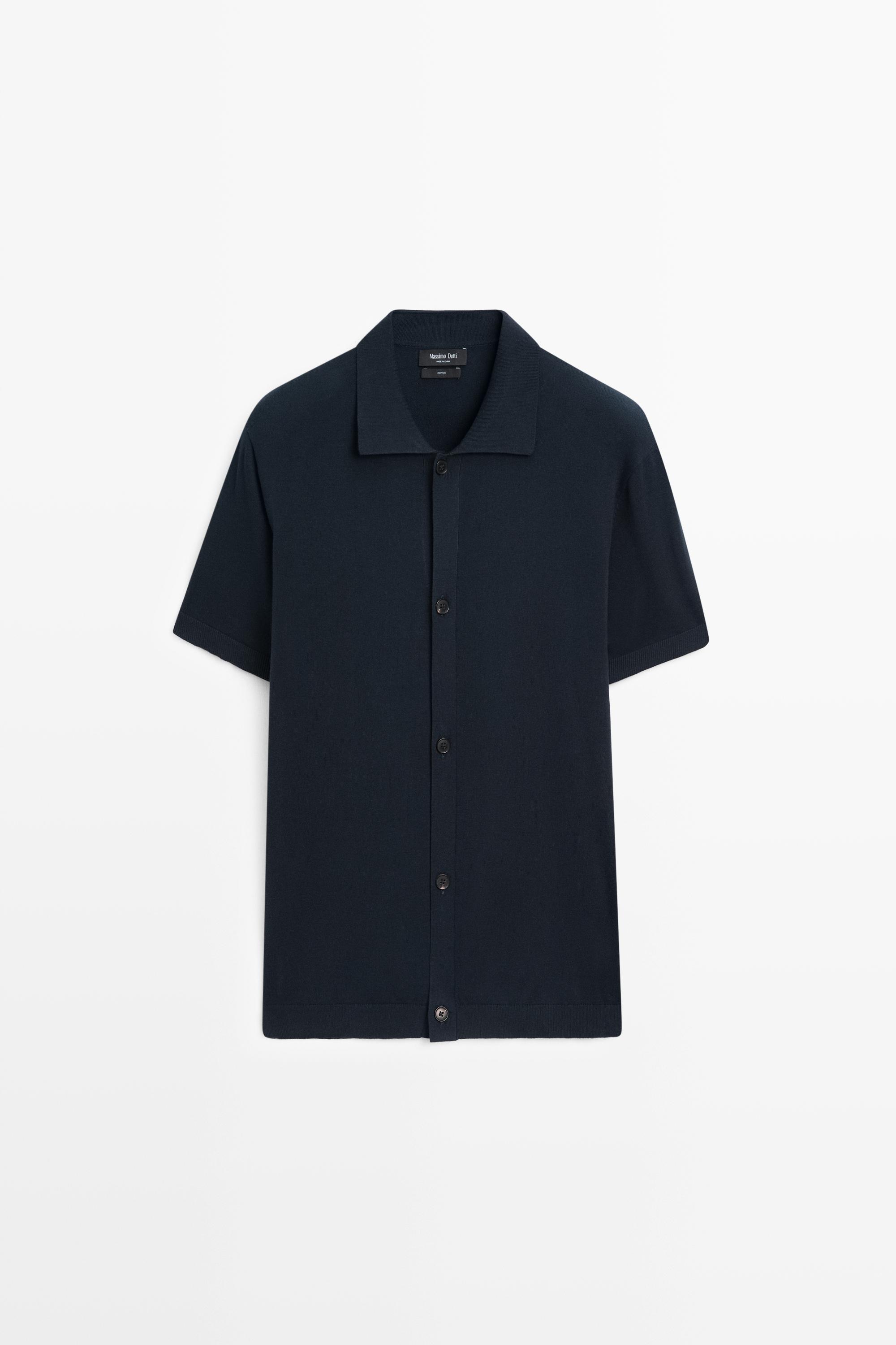 Хлопковый кардиган с короткими рукавами и пуговицами — Massimo Dutti