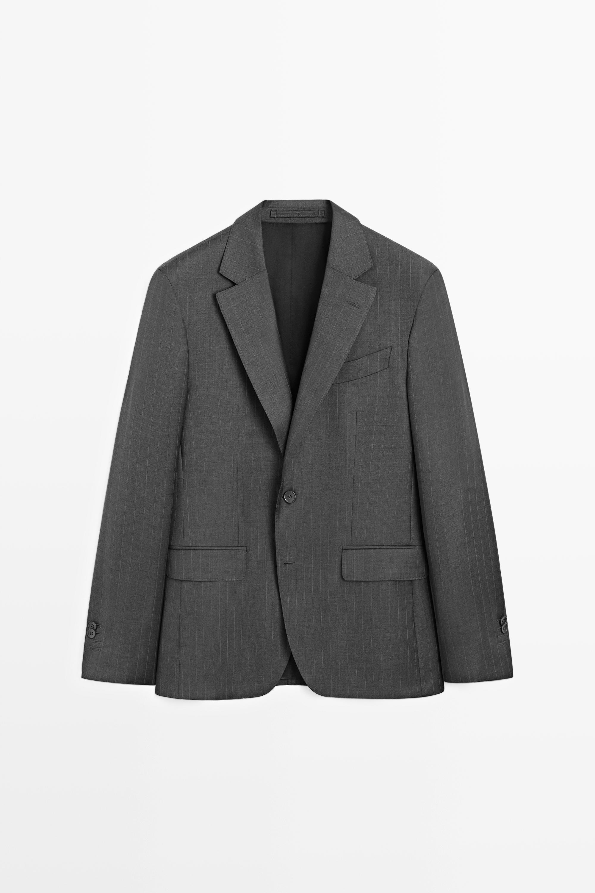 Костюмный пиджак из 100% шерсти в полоску — Massimo Dutti