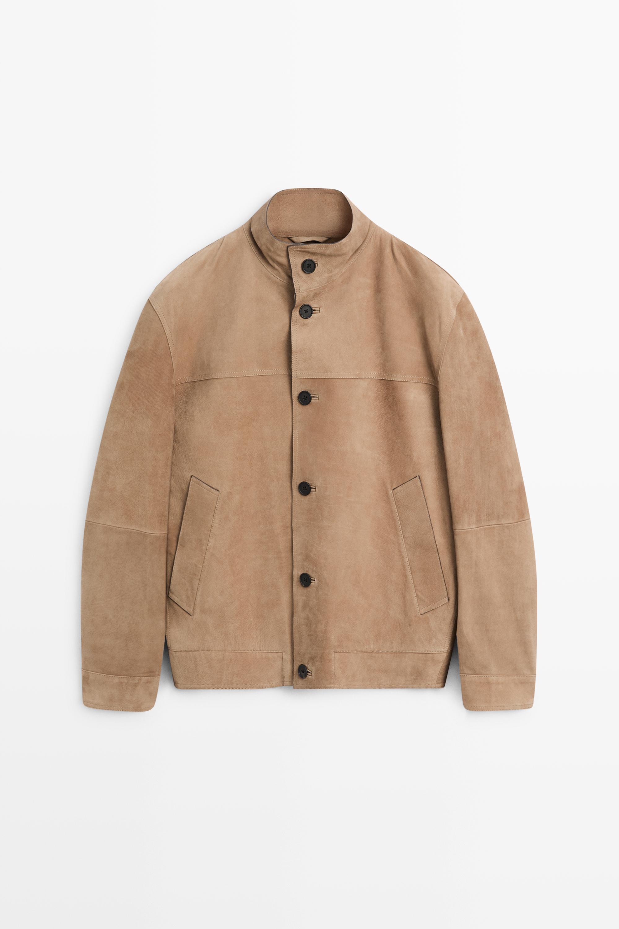 Куртка из нубука с воротником-стойкой — Massimo Dutti