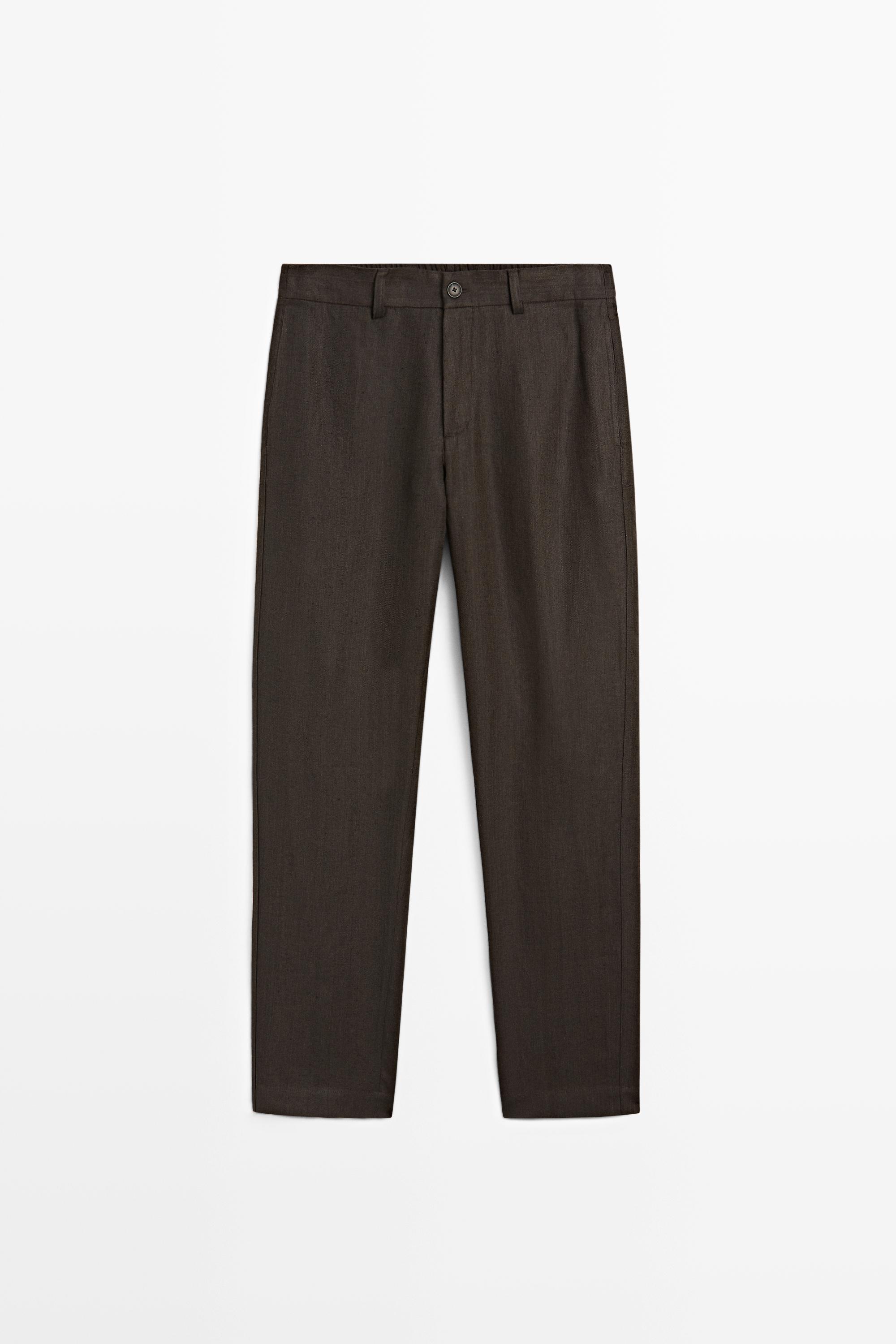 Брюки из 100% льна с эластичным поясом — Massimo Dutti