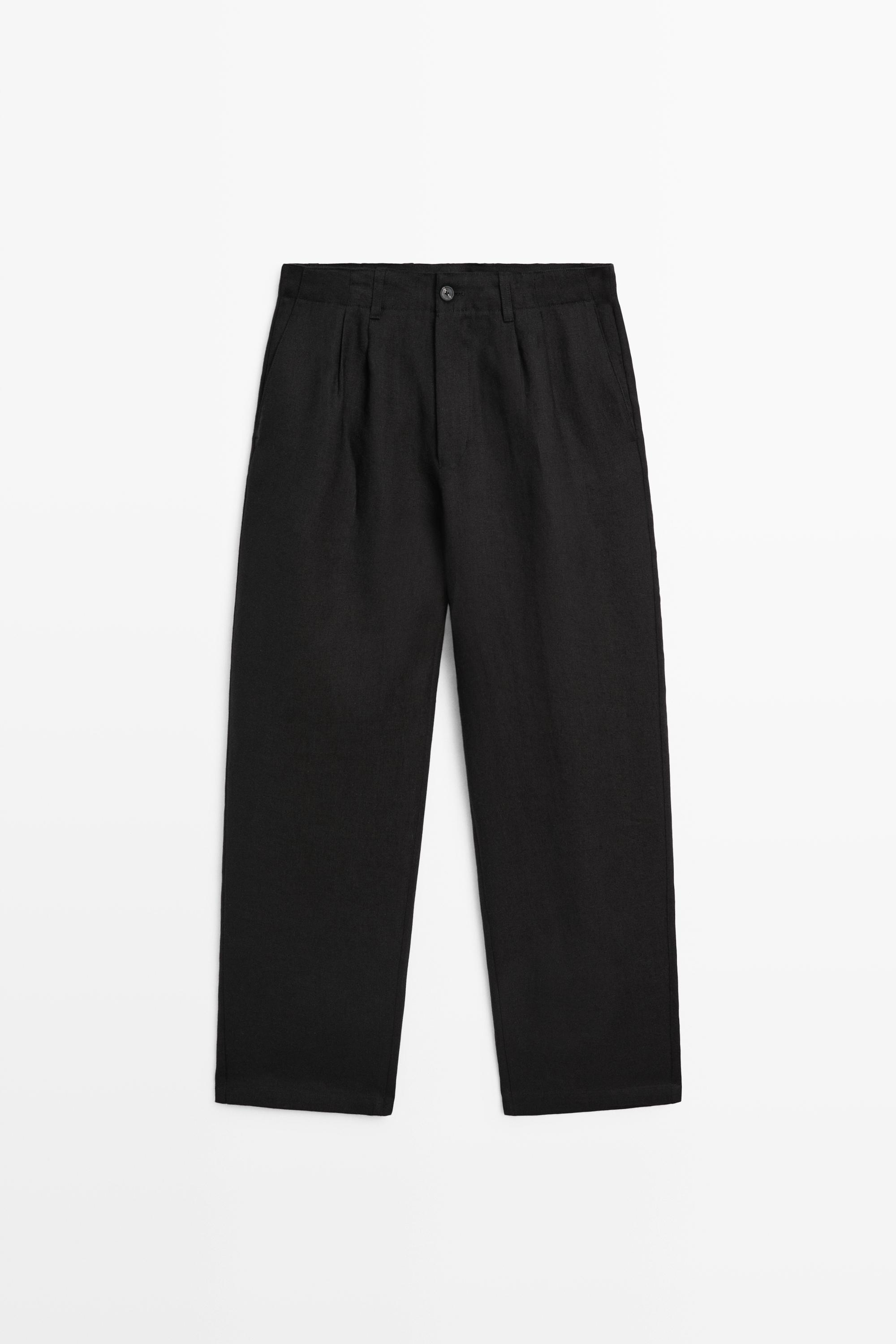 Брюки из 100% льна с защипами — Massimo Dutti