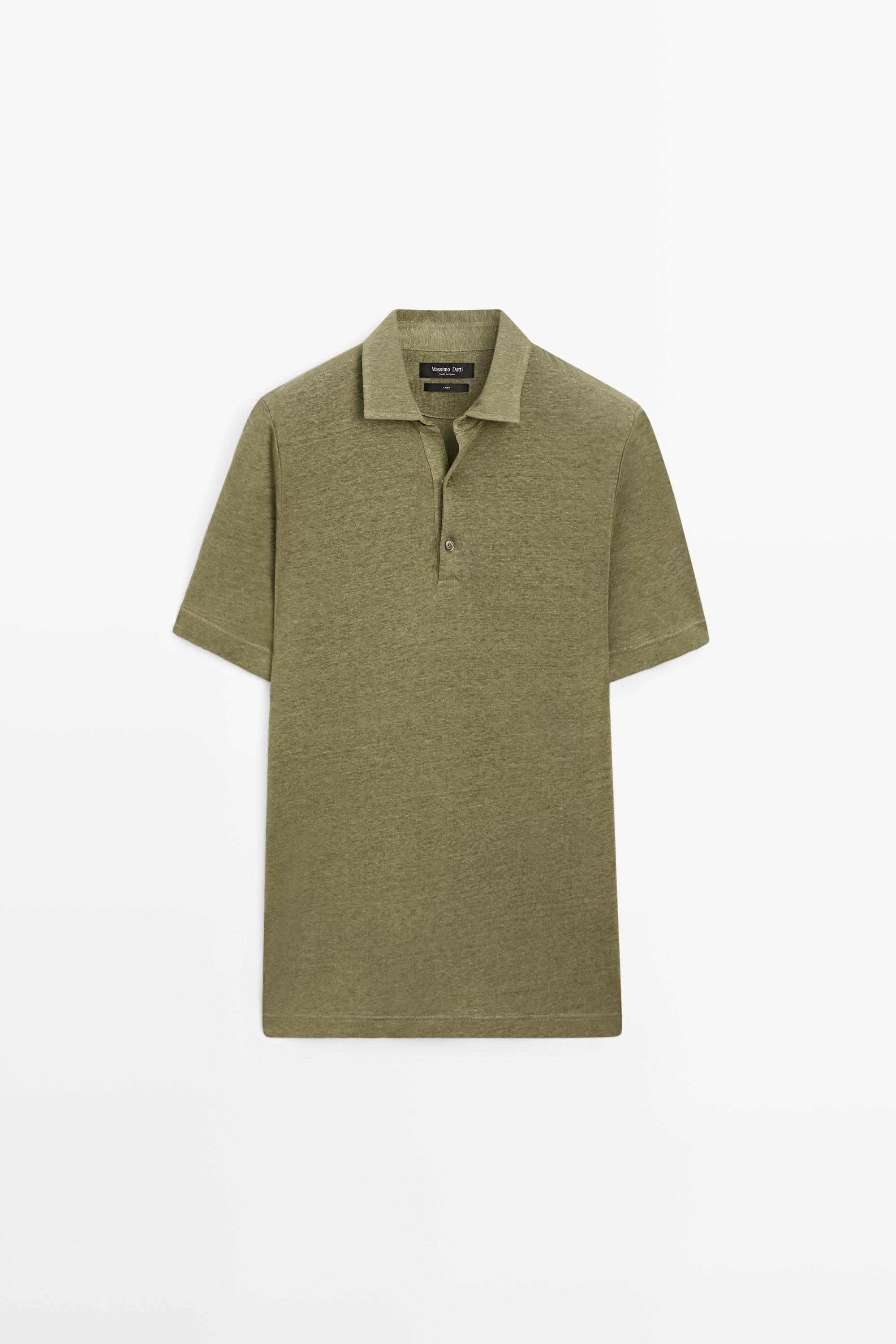 Поло с короткими рукавами из 100% льна — Massimo Dutti