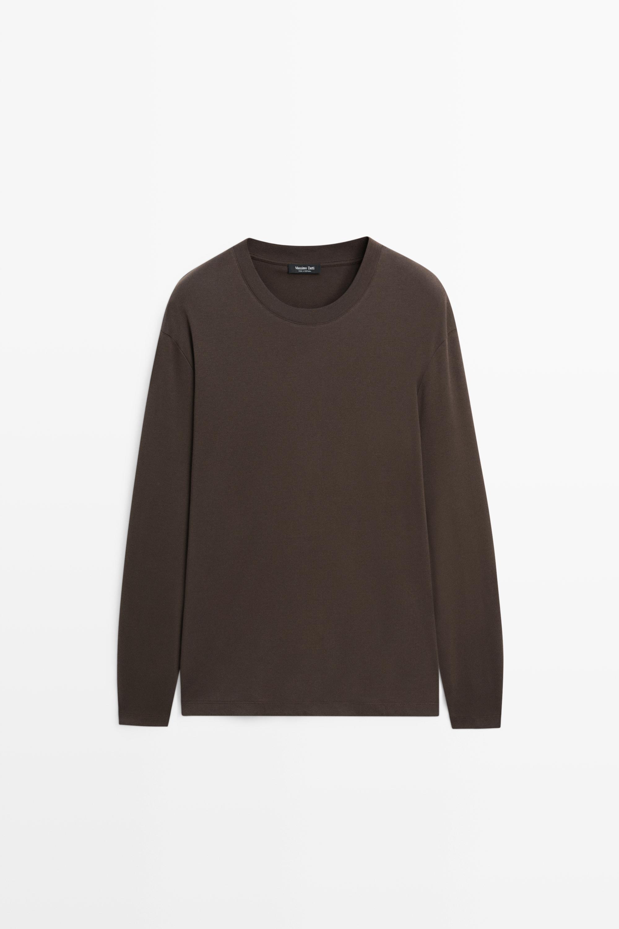 Футболка из хлопка с длинными рукавами — Massimo Dutti