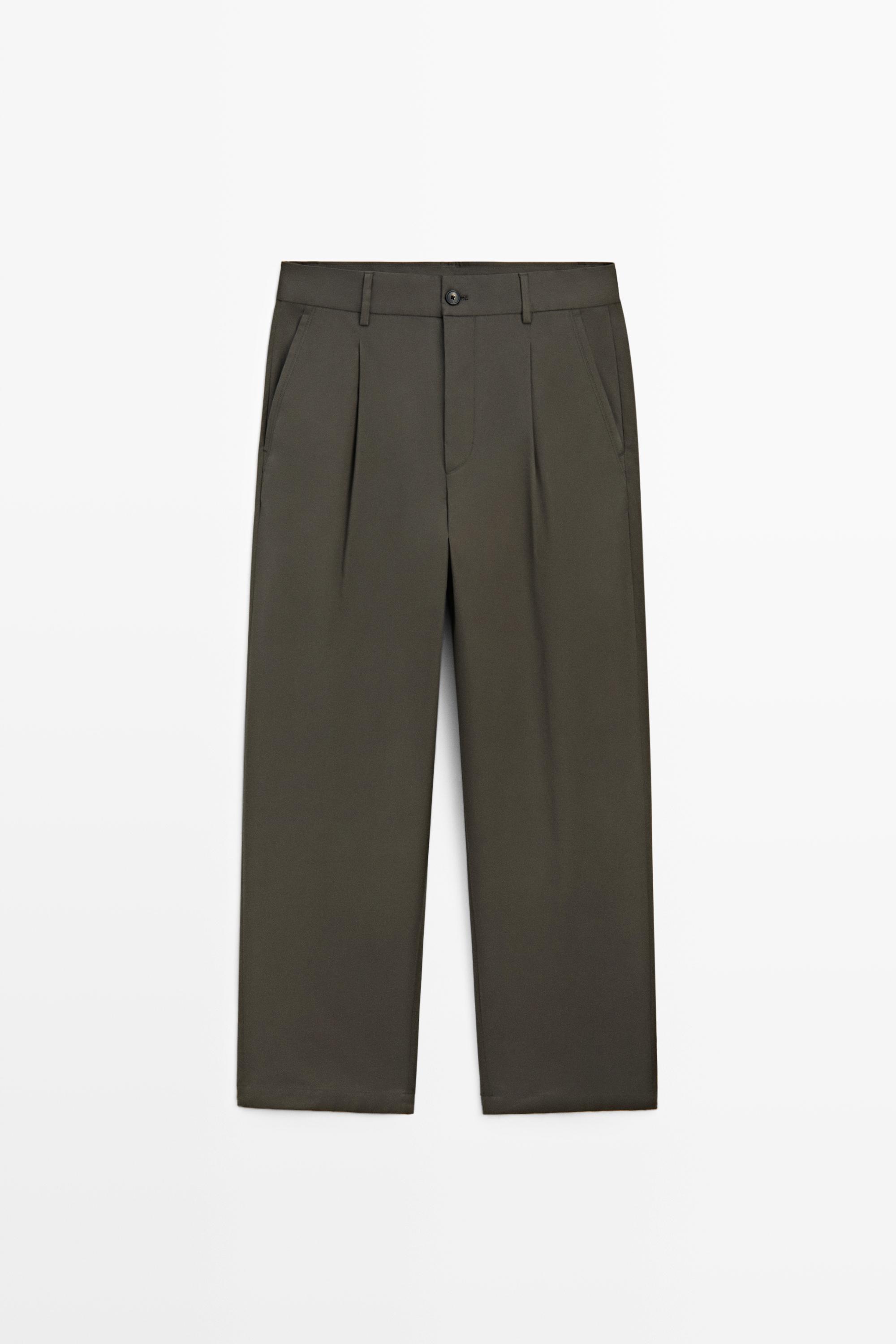 Брюки свободного кроя с защипами — Massimo Dutti