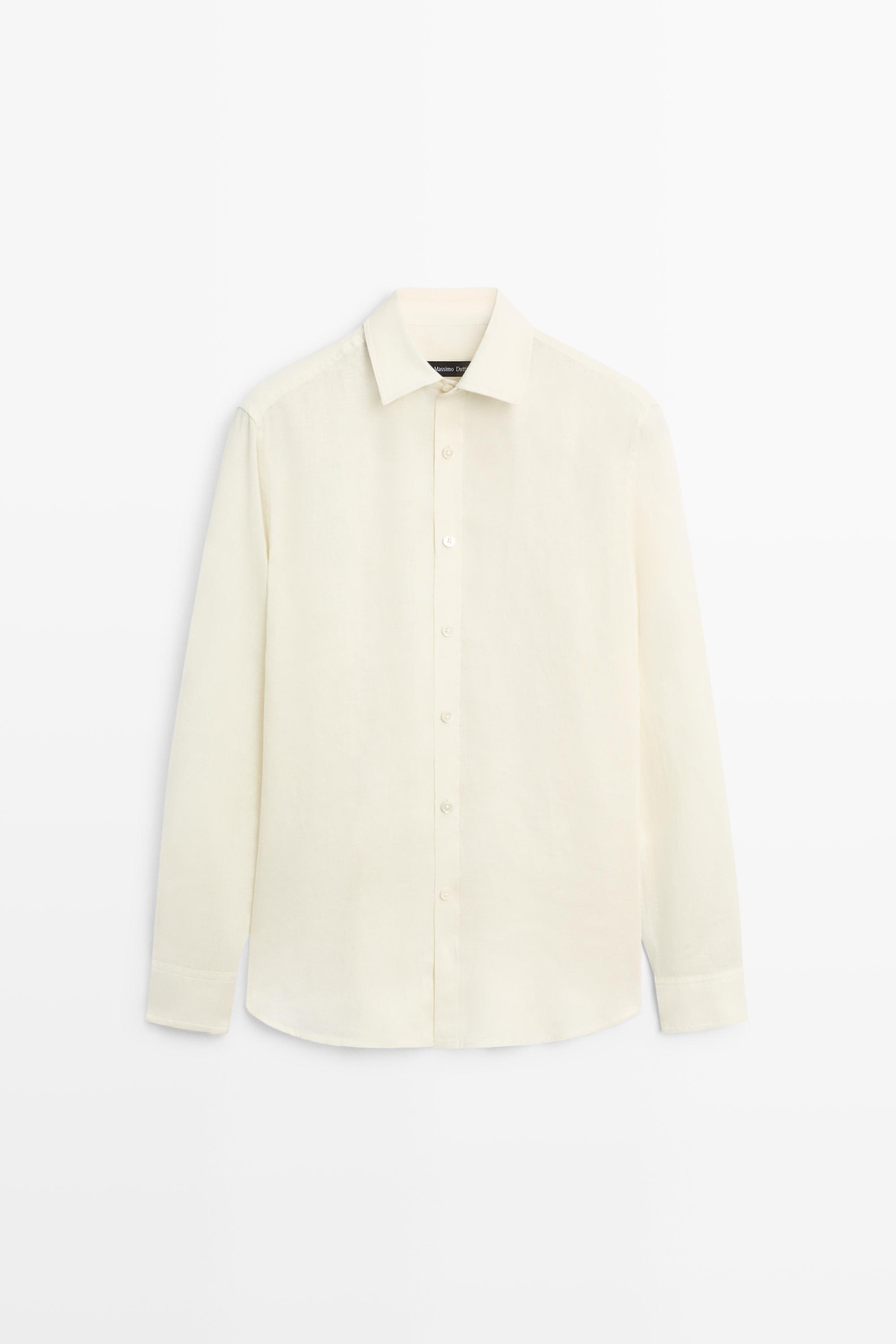 Льняная рубашка классического кроя — Massimo Dutti