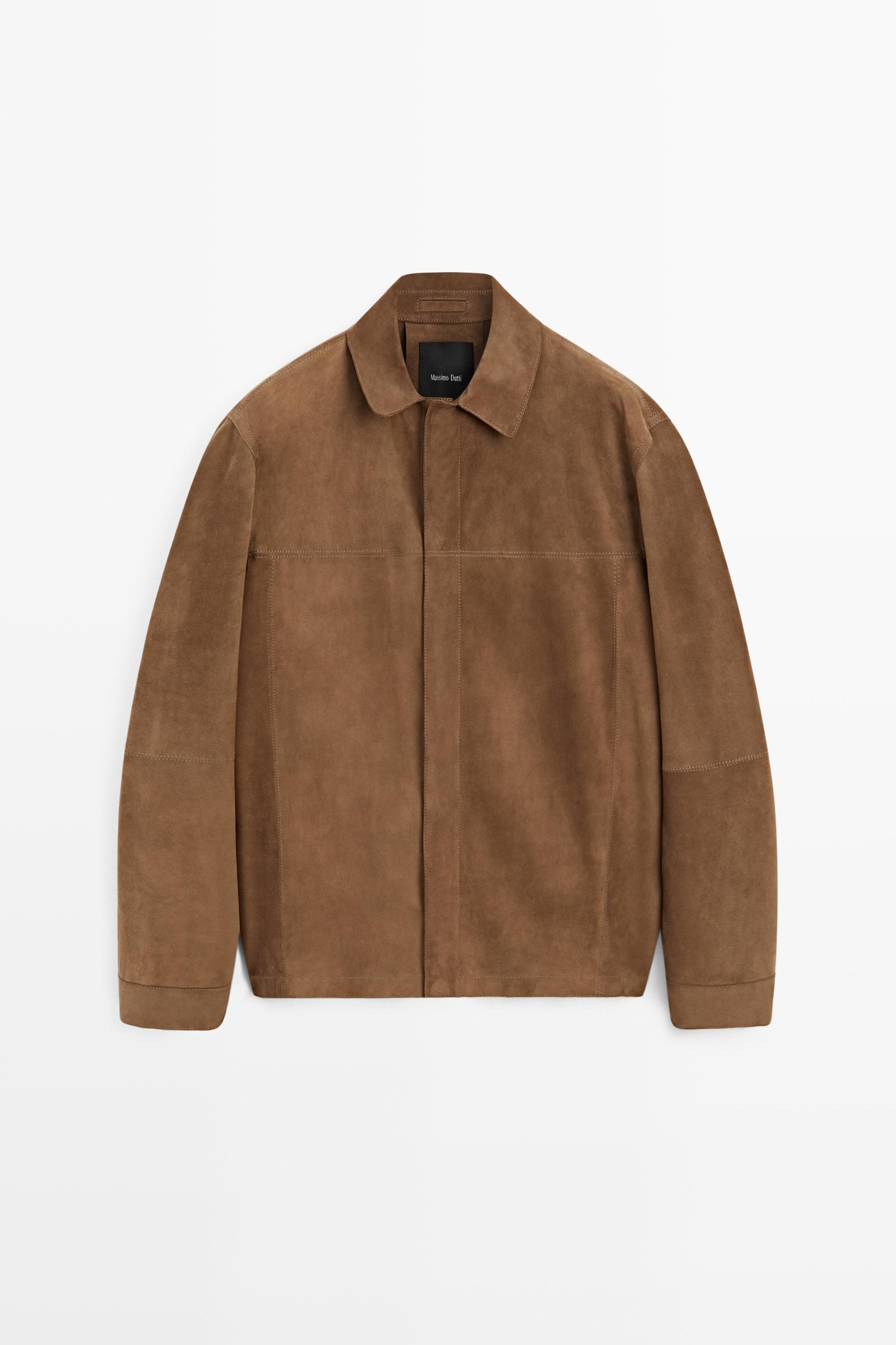 Легкая куртка-рубашка из замши — Massimo Dutti
