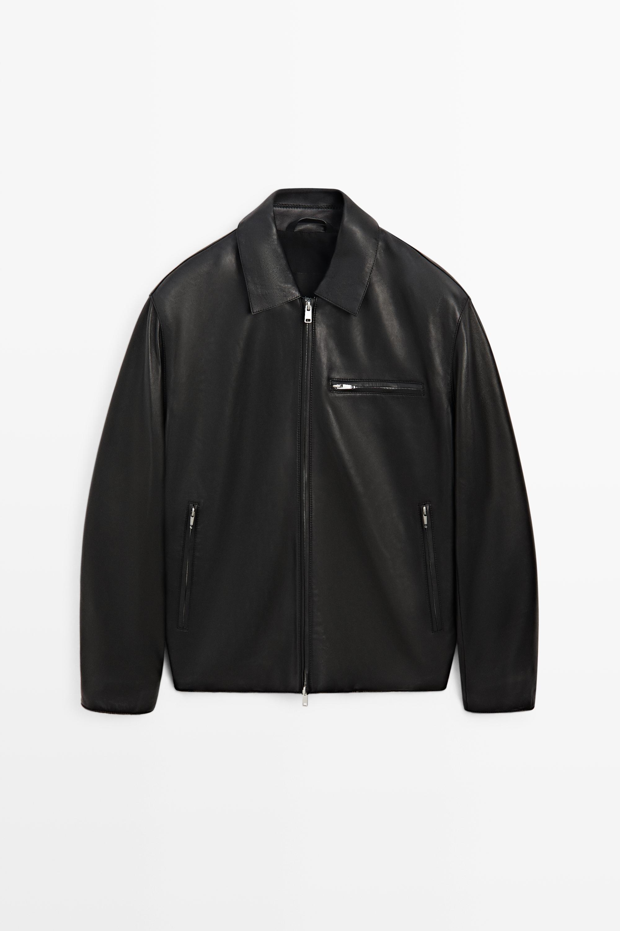 Куртка из кожи наппа с карманами — Massimo Dutti