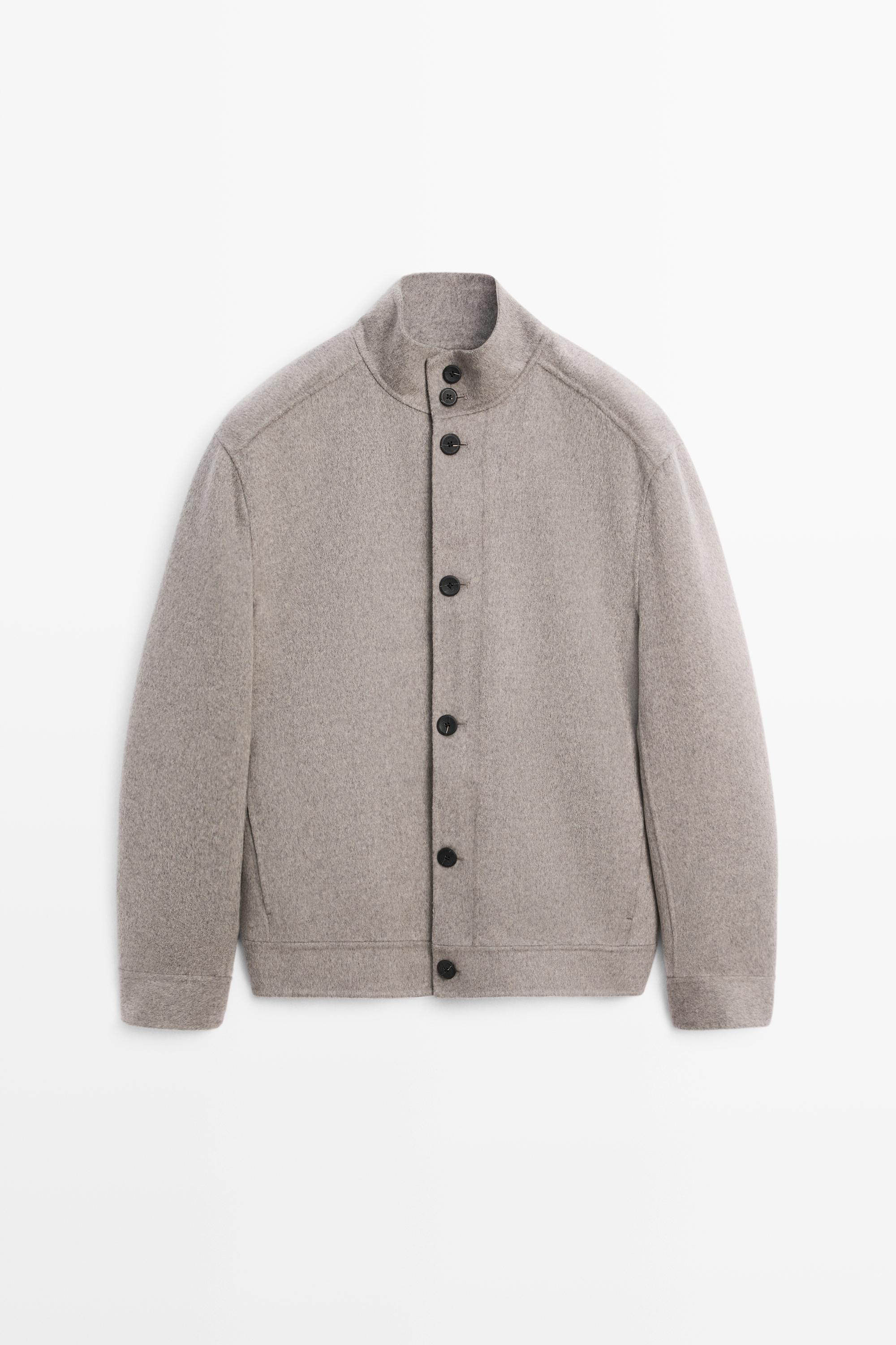 Куртка из двухслойной смесовой шерсти с высоким воротником — Massimo Dutti