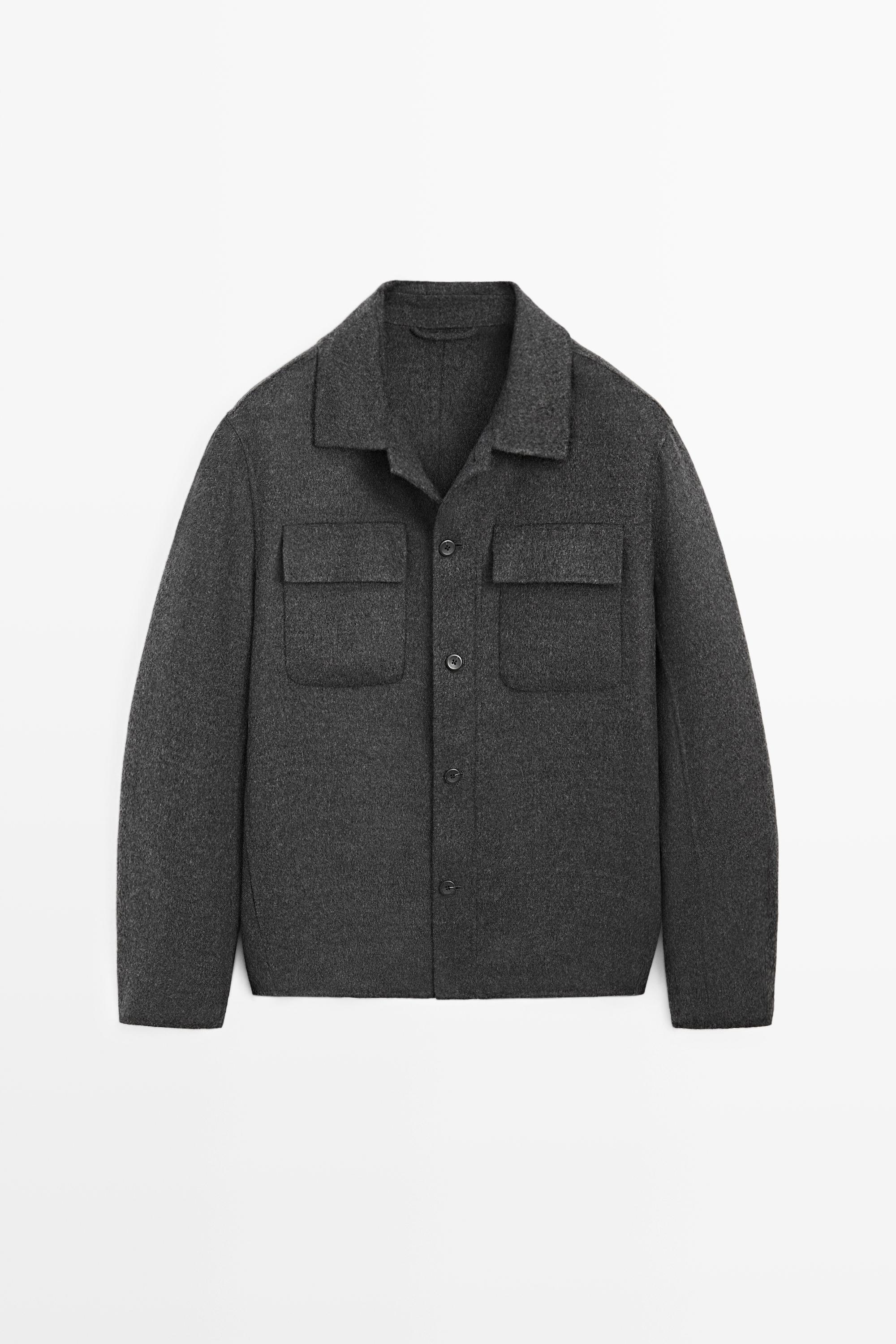 Куртка-рубашка из смесовой шерсти с карманами — Massimo Dutti