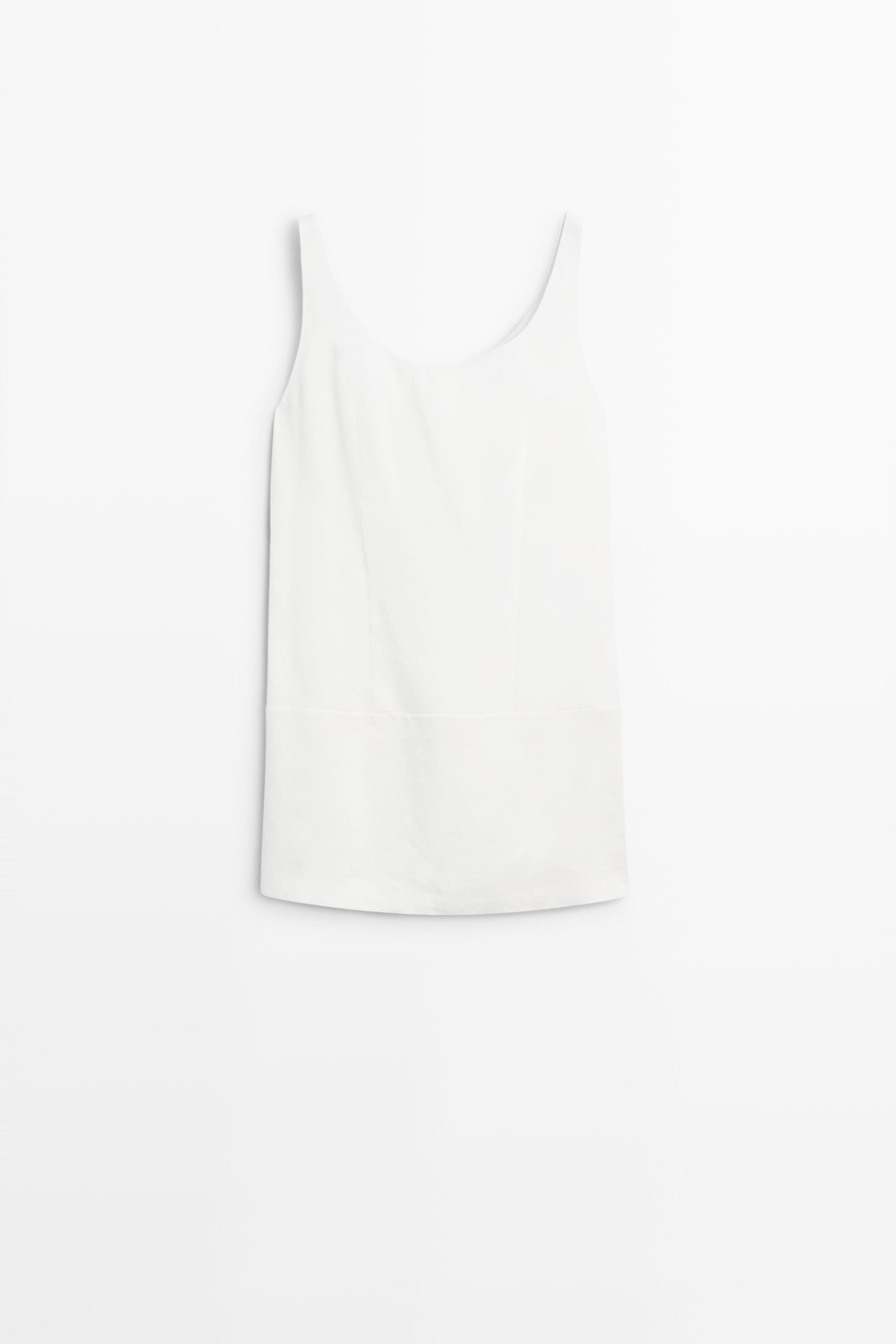 Короткое струящееся платье с льняными волокнами — Massimo Dutti