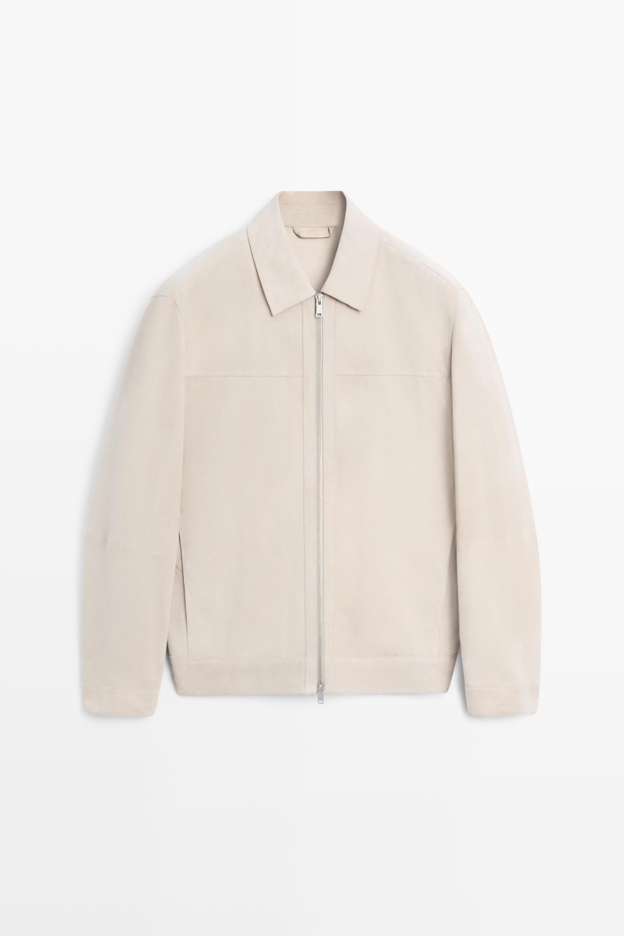 Замшевая куртка с меховым воротником — Massimo Dutti