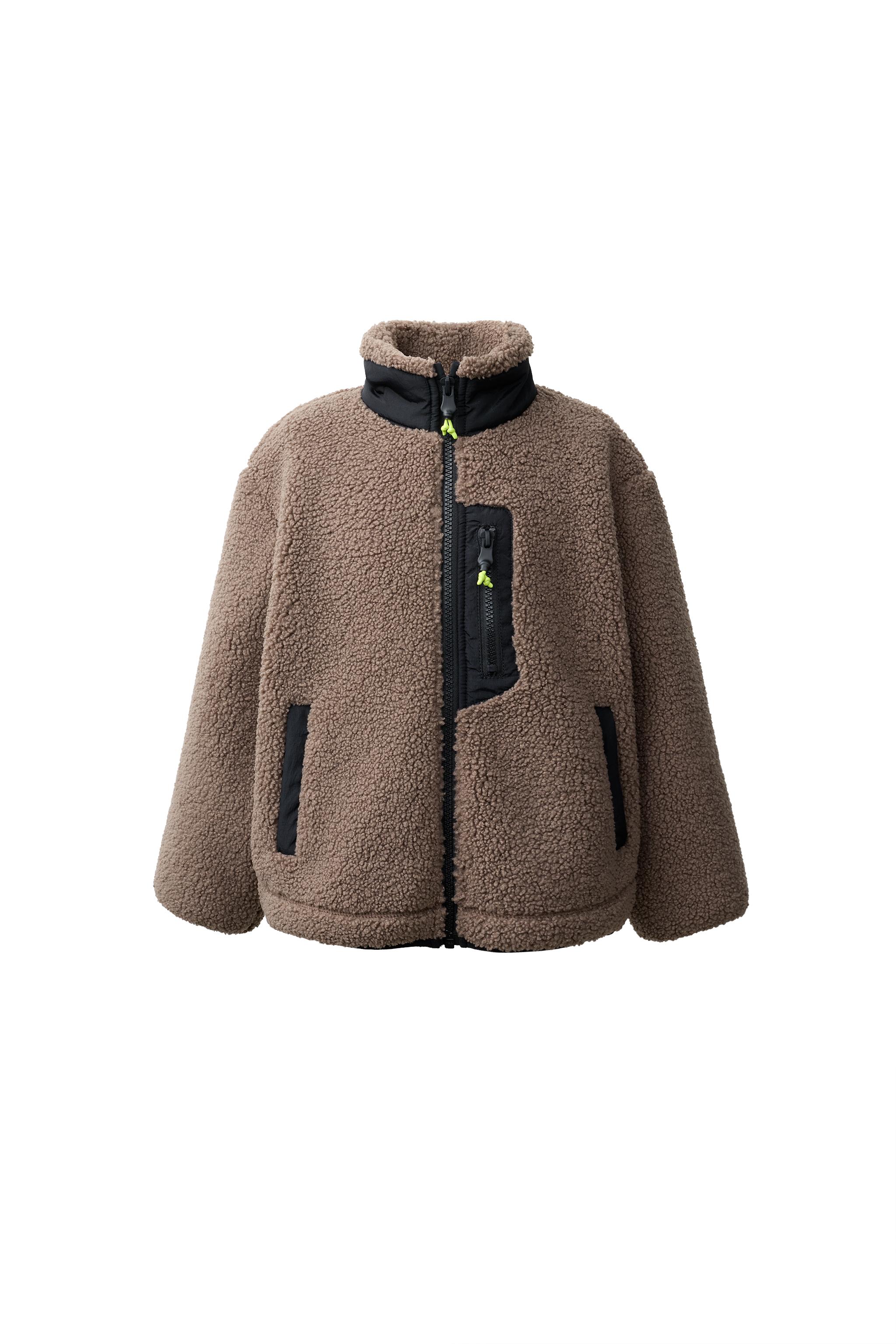 Куртка из искусственного шерлинга с контрастной отделкой — ZARA