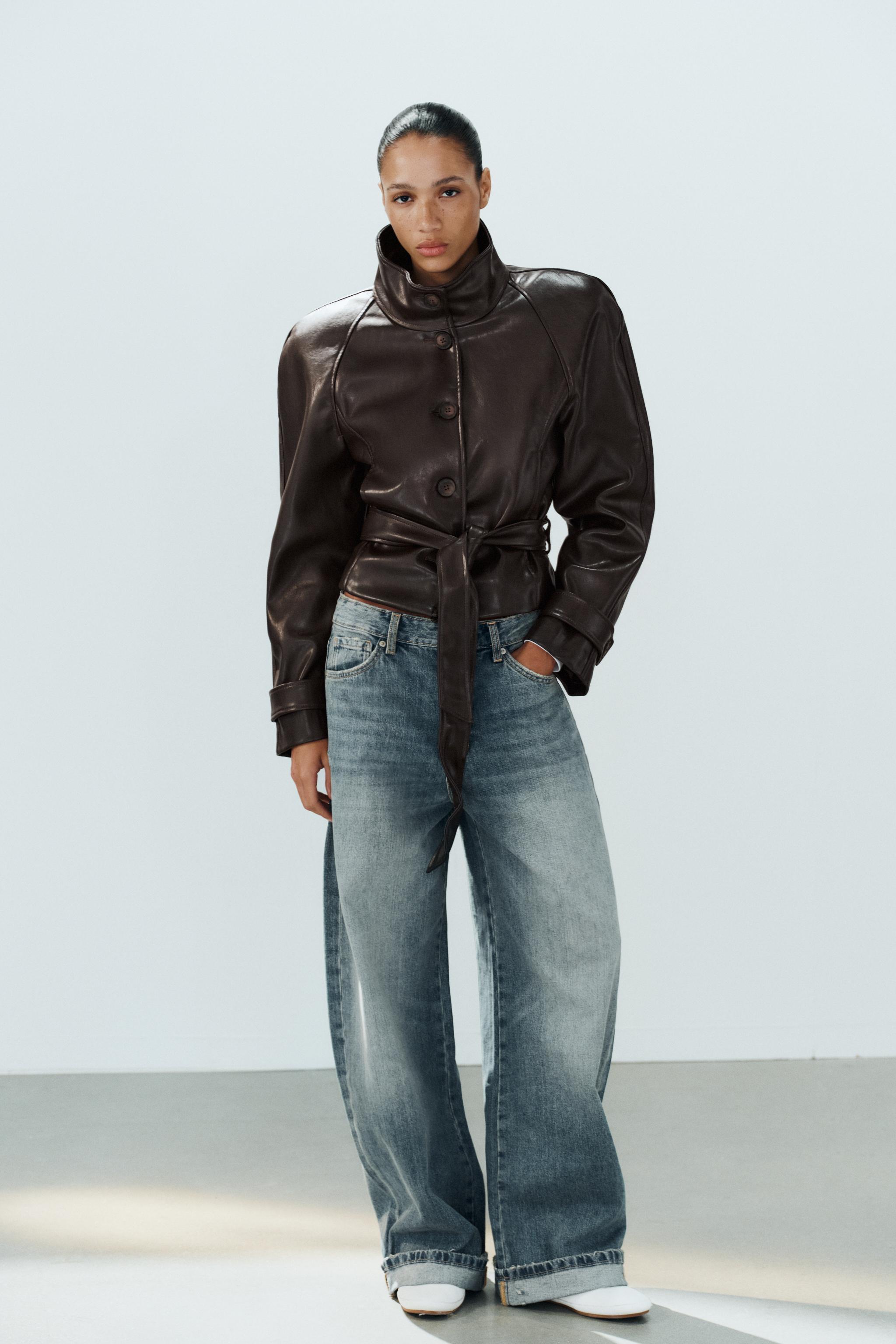 КУРТКА-ТРЕНЧ ИЗ ИСКУССТВЕННОЙ КОЖИ С ПОДПЛЕЧНИКАМИ — ZARA