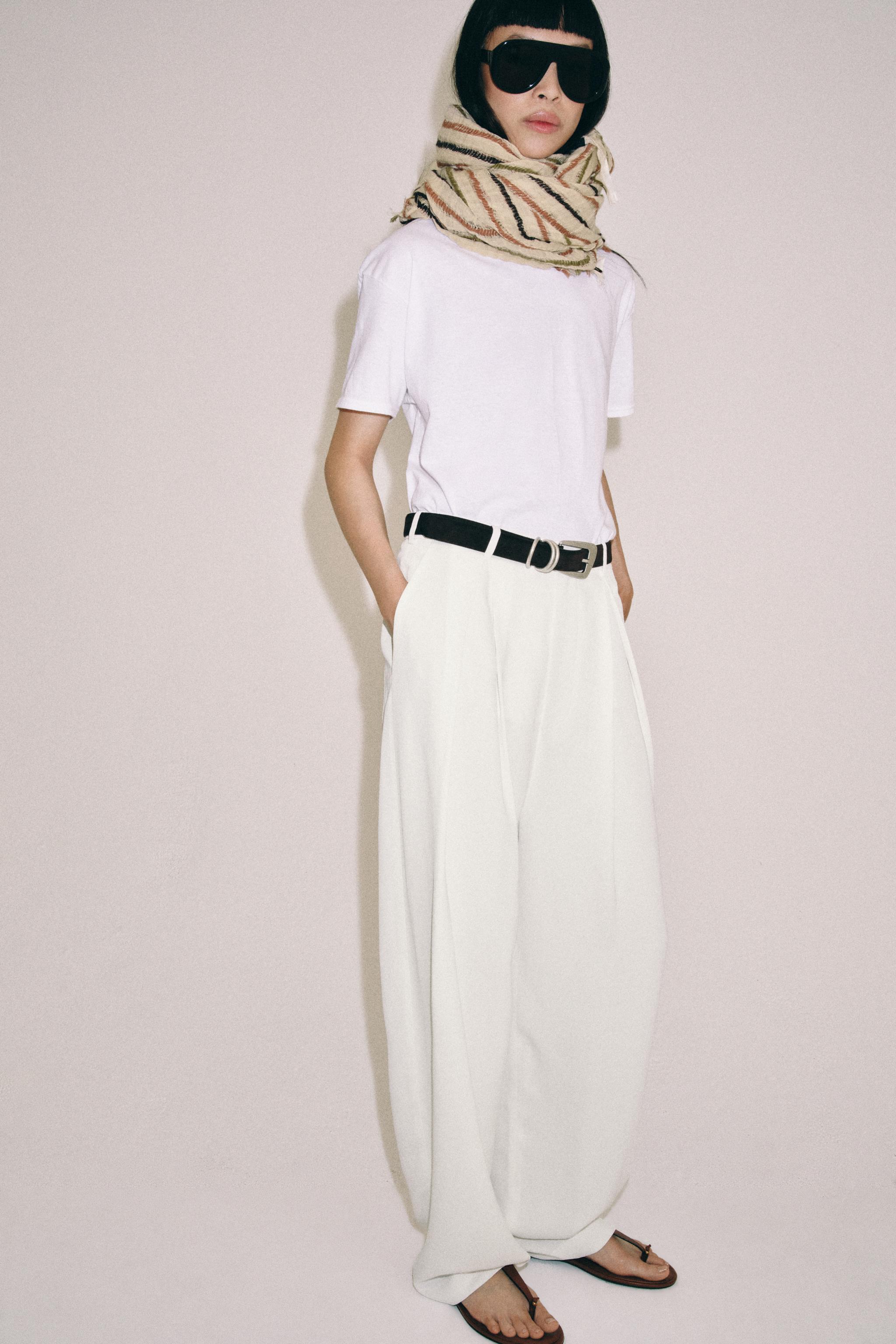 Шарф из смесового льна в полоску — ZARA