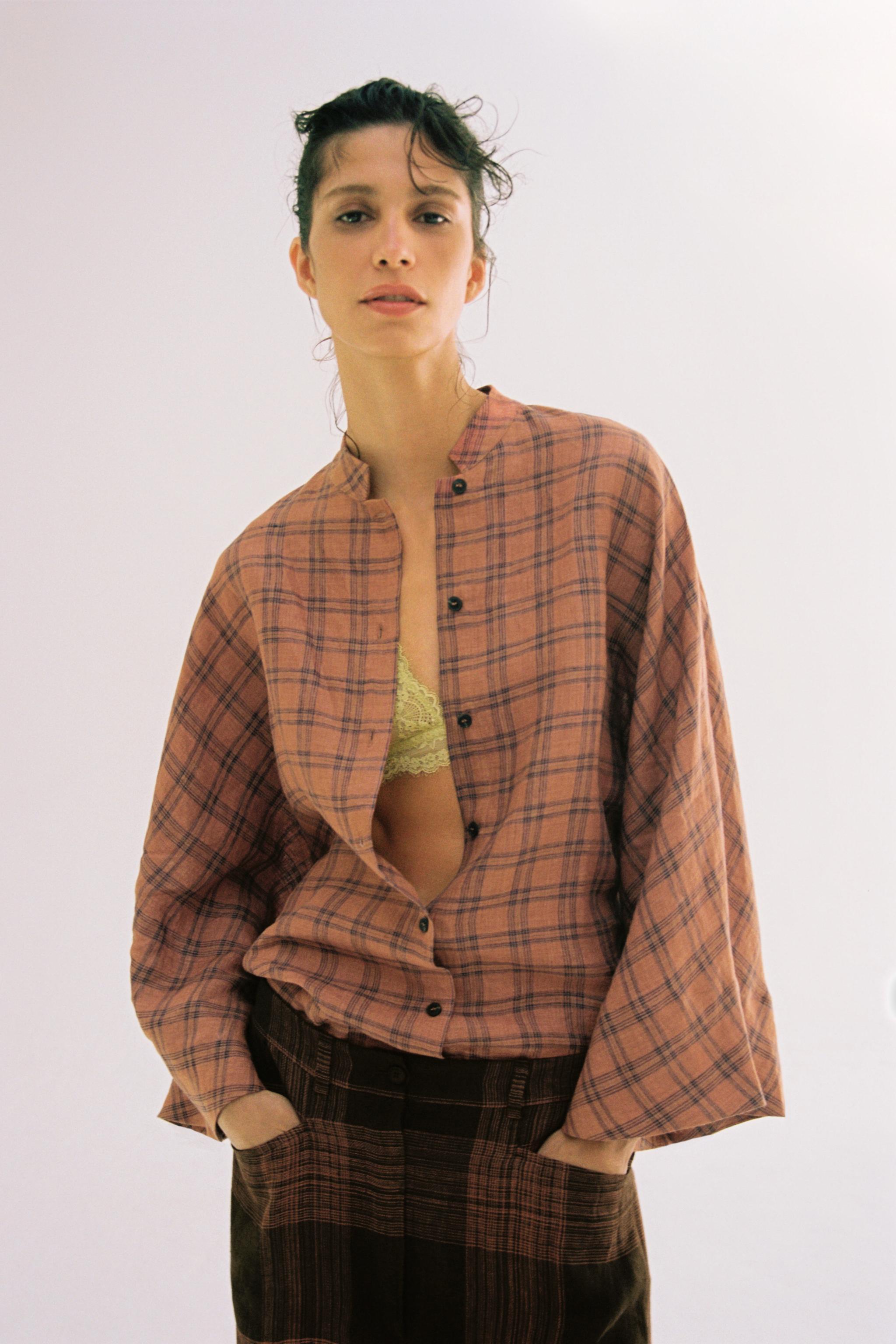 ЛЬНЯНАЯ РУБАШКА В КЛЕТКУ — ZW COLLECTION — ZARA